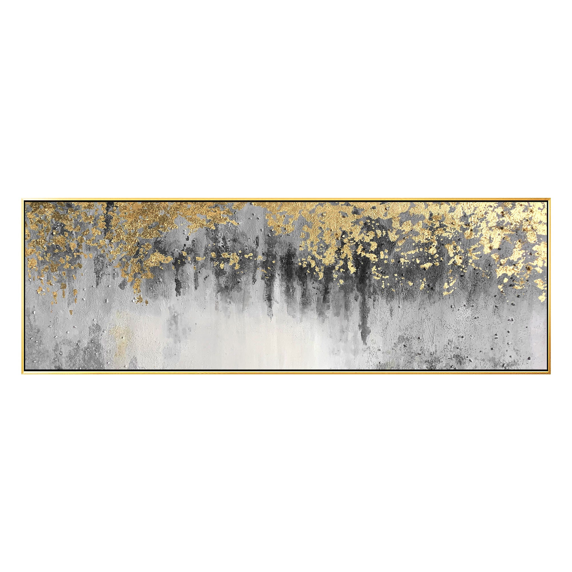 Modern Abstract Oil Painting Gold Leaf Long Wall Art