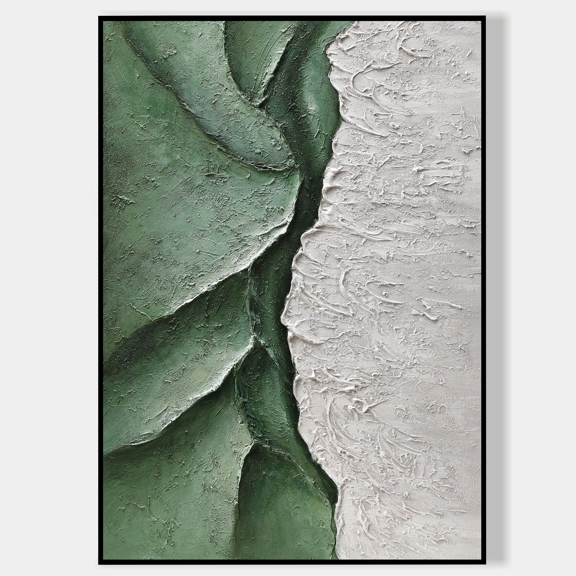 Sage Green Mountain Texture Oil Painting