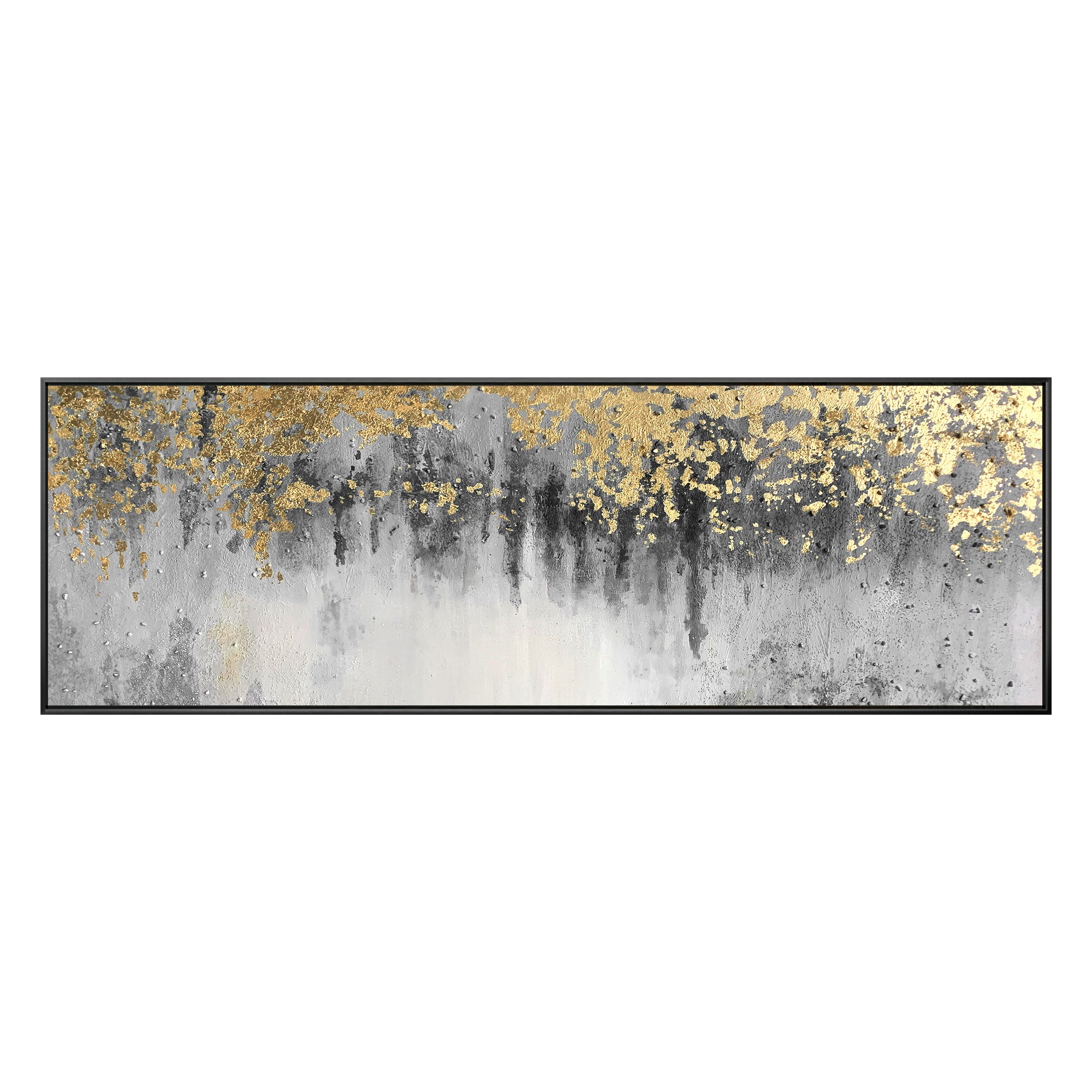 Modern Abstract Oil Painting Gold Leaf Long Wall Art