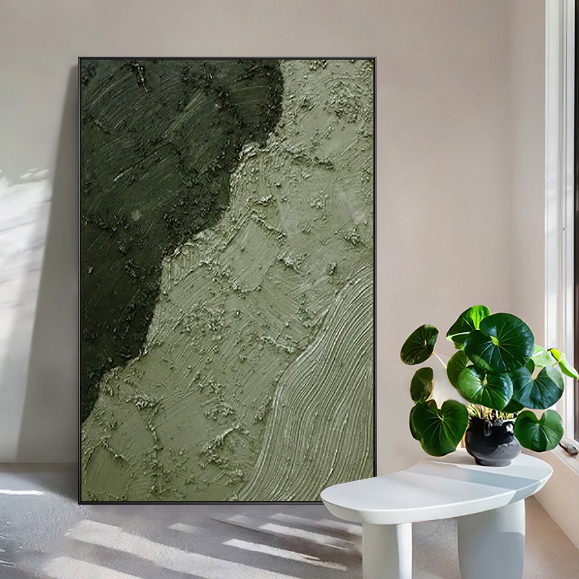 Green Minimalist Texture Abstract Oil Painting