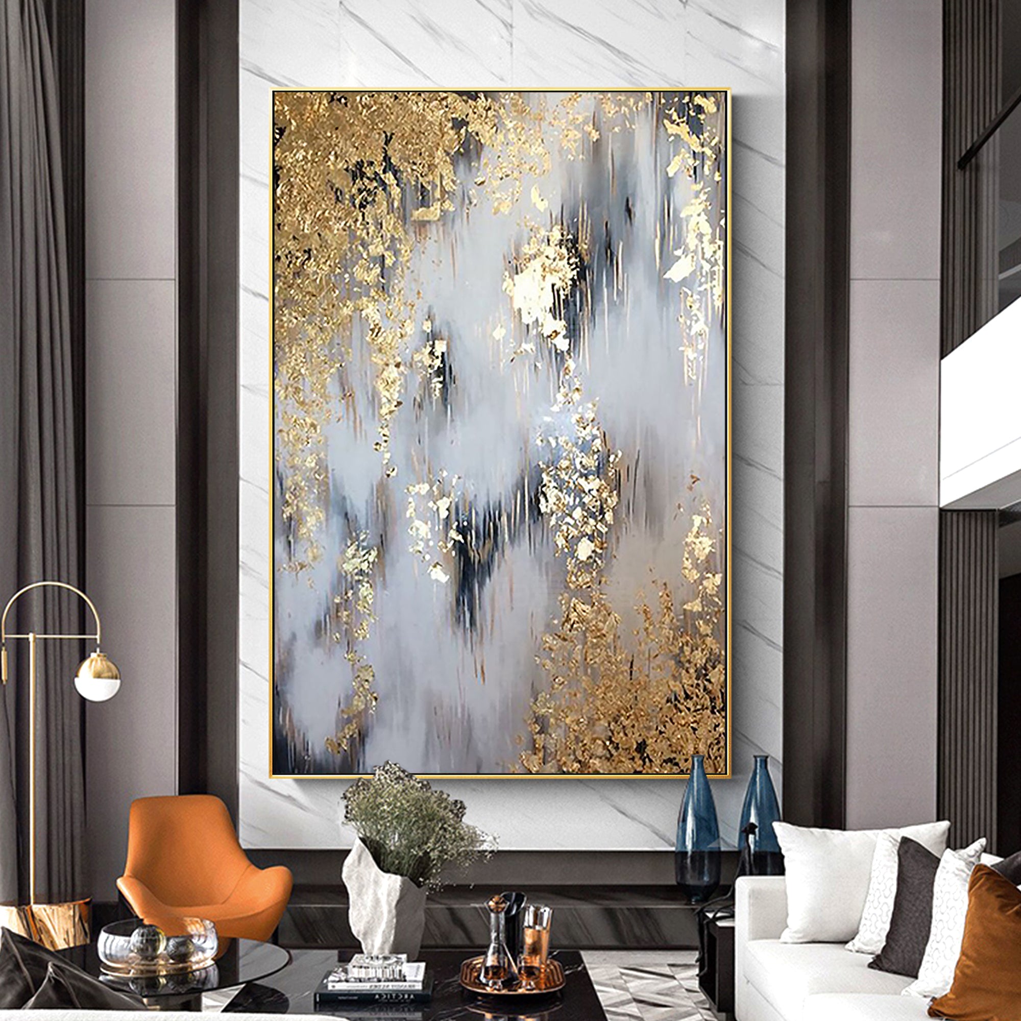 Large Gold leaf Modern Abstract Oil Painting