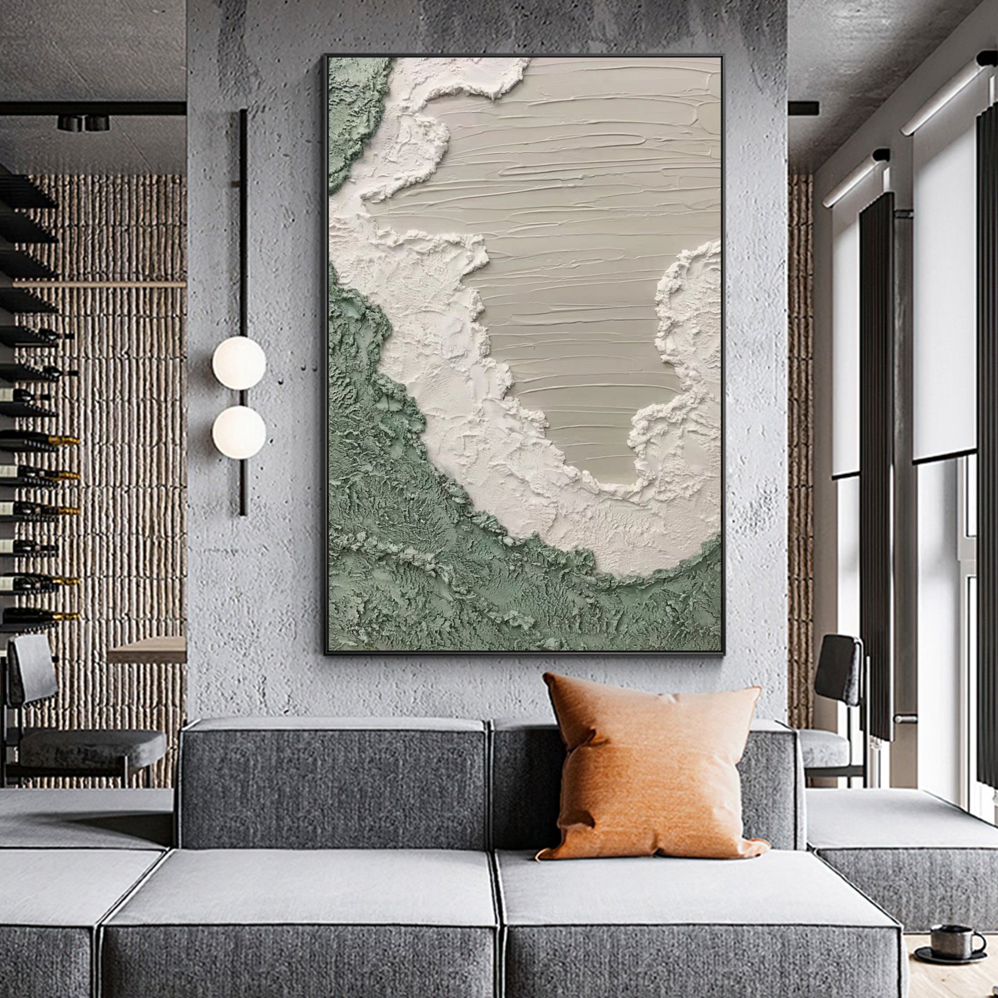 Ocean Waves Textured Abstract Painting