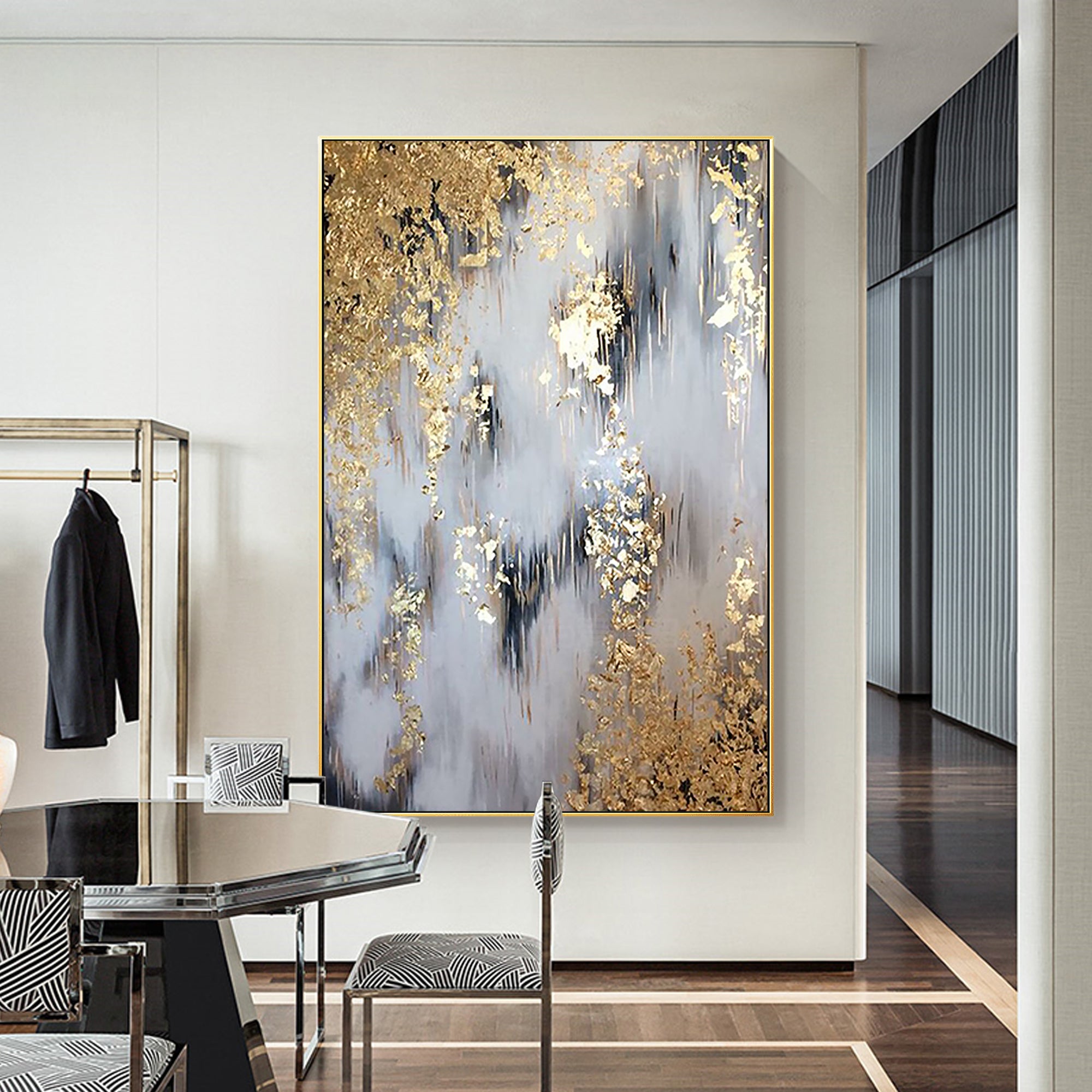 Large Gold leaf Modern Abstract Oil Painting