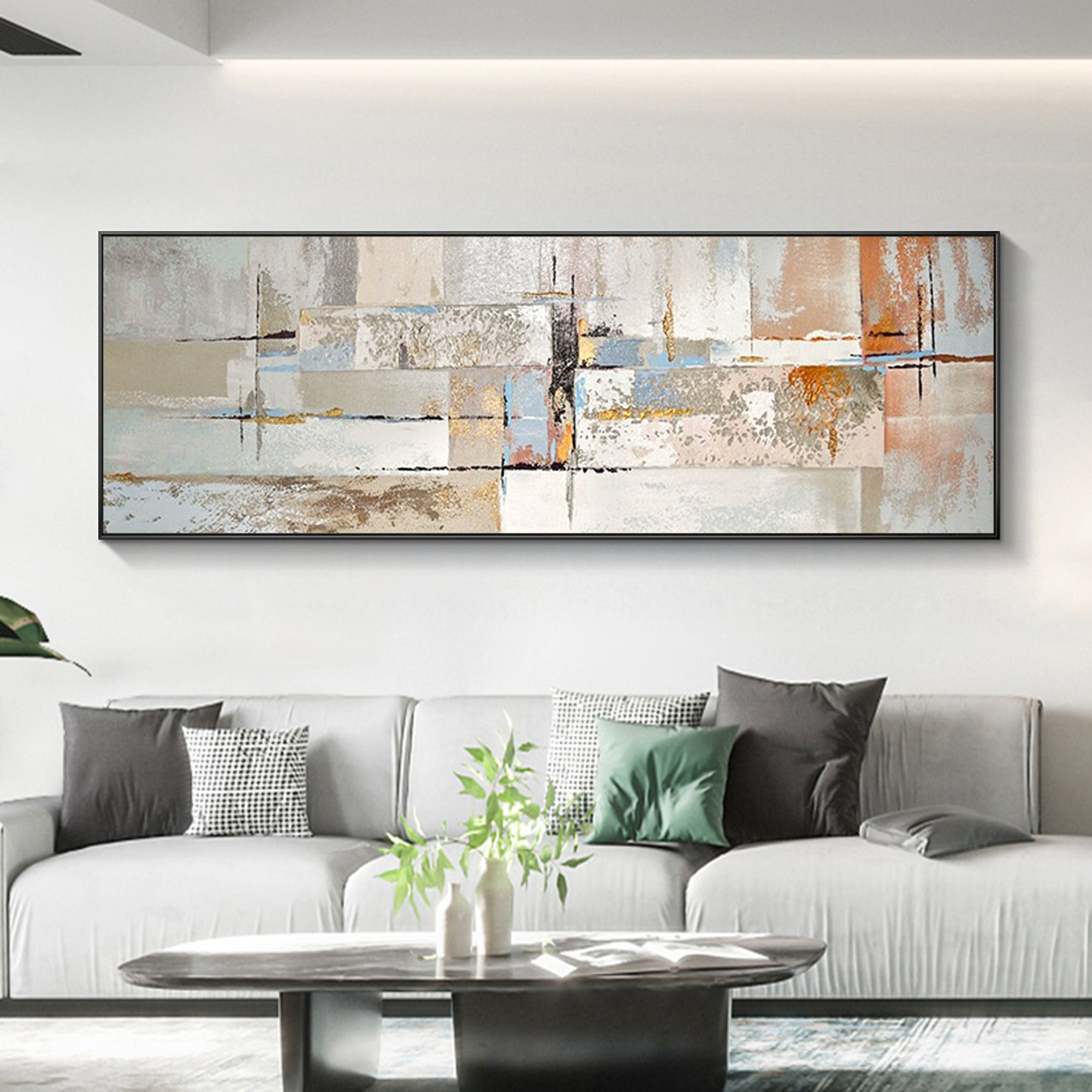 Modern Abstract Oil Painting Long Horizontal Art