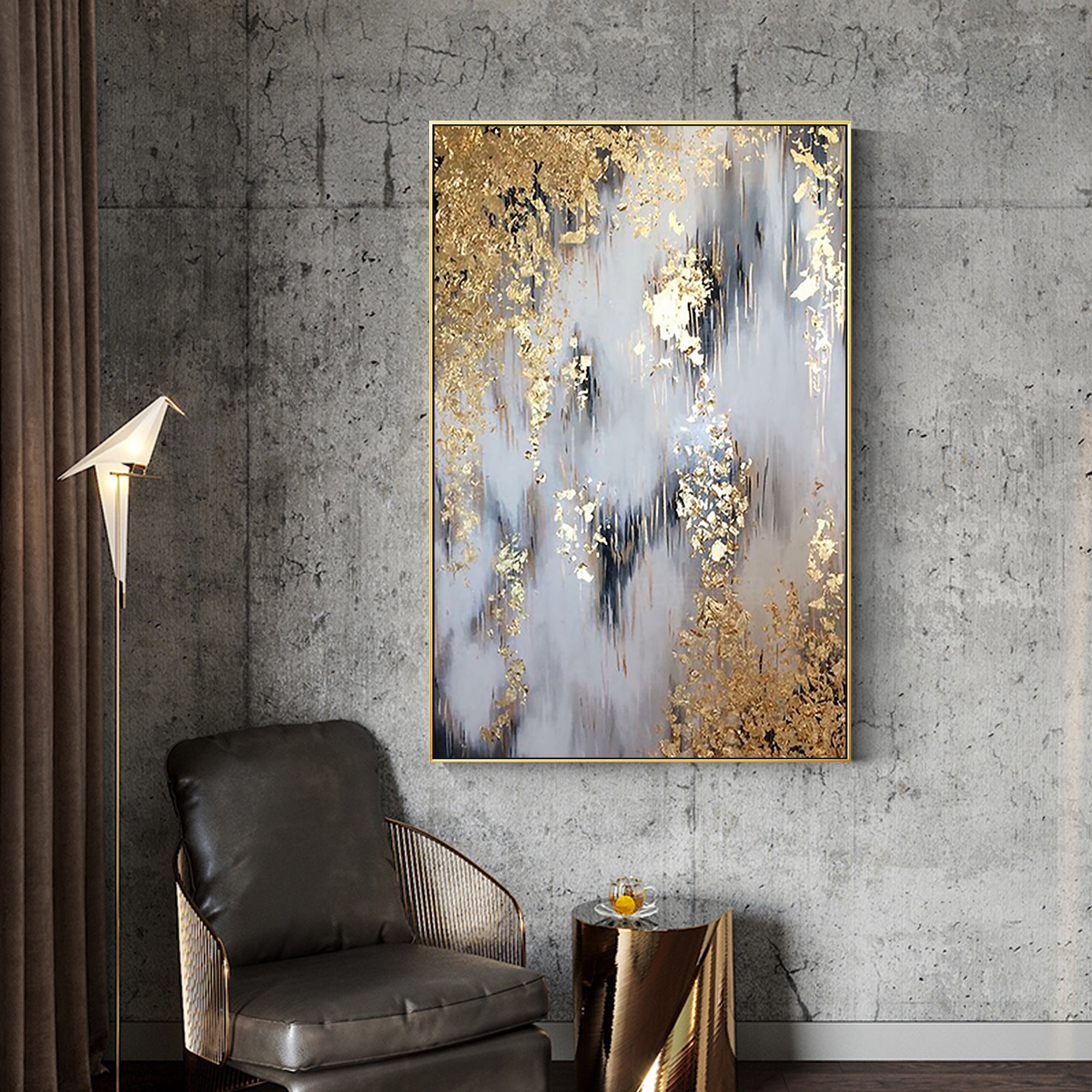 Large Gold leaf Modern Abstract Oil Painting