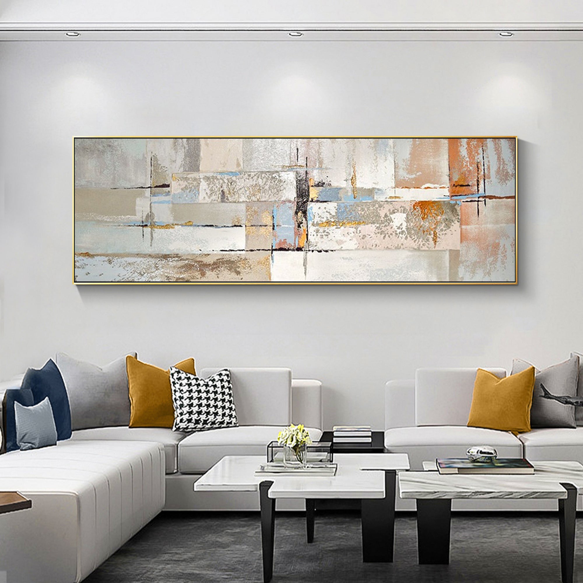 Modern Abstract Oil Painting Long Horizontal Art