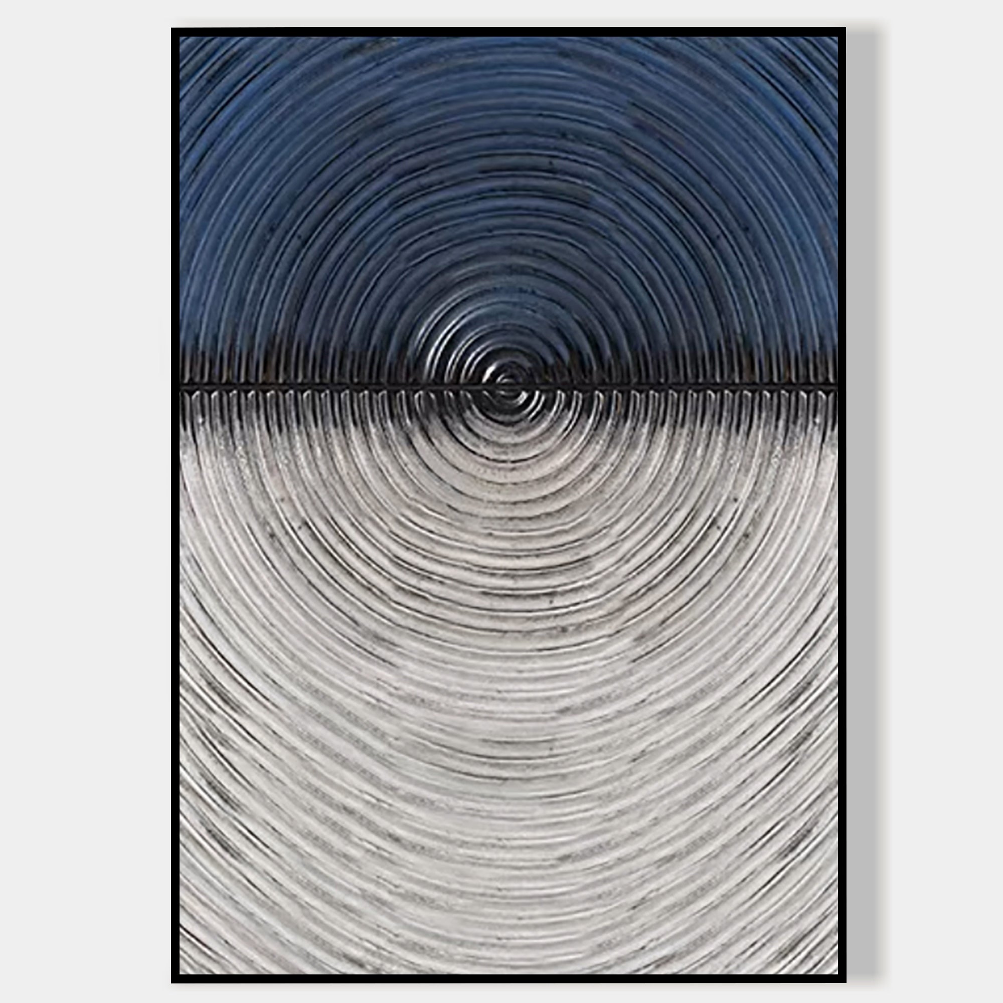 Deep Blue Circle Texture Abstract Framed Painting