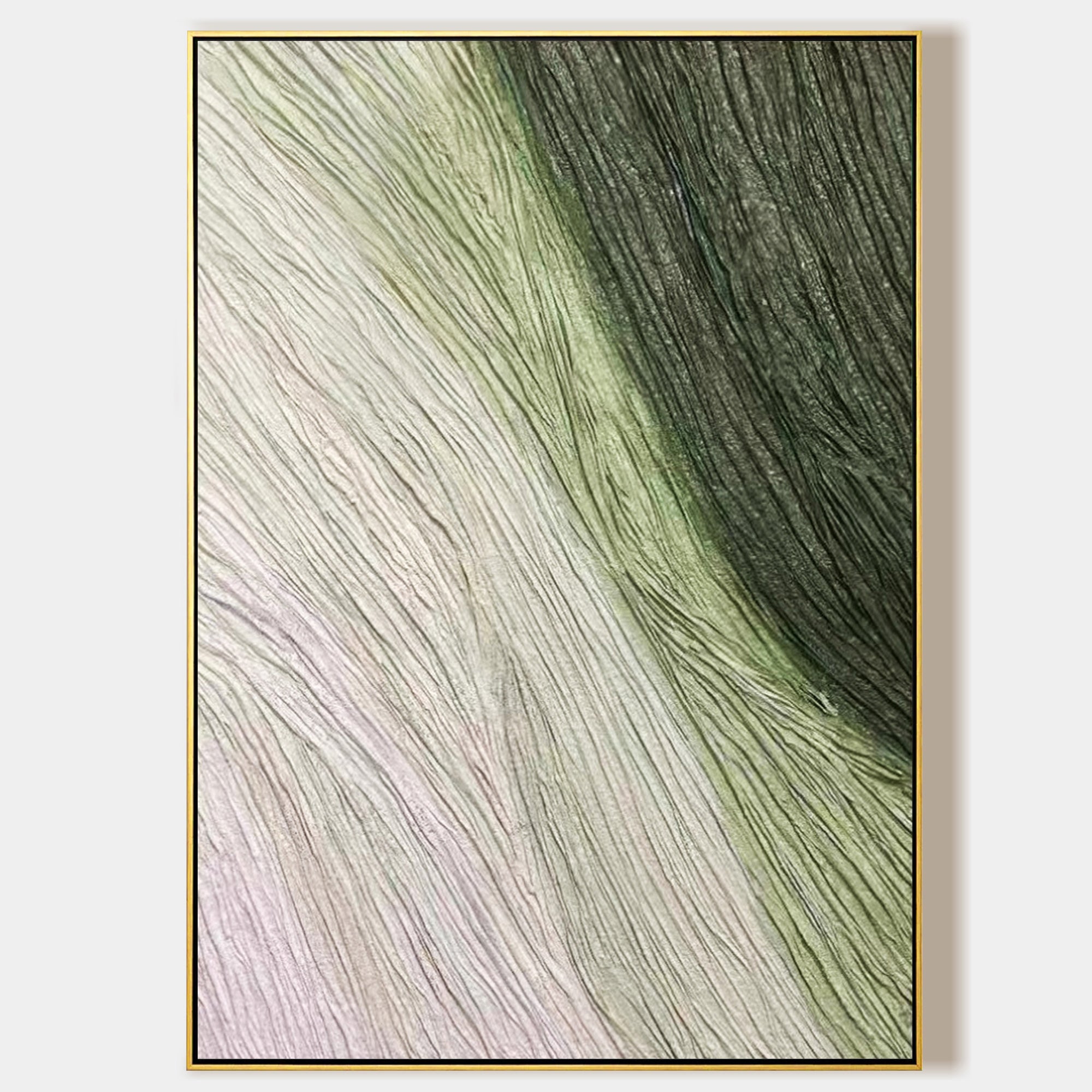 Hunter Green Begie Abstract Minimalist Painting