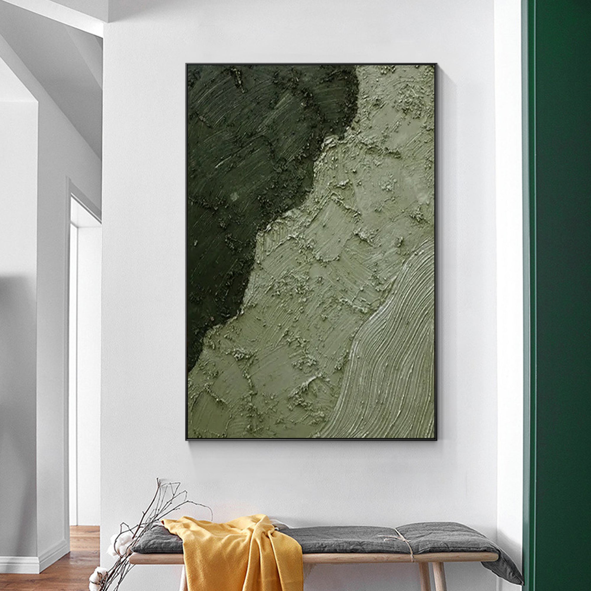 Green Minimalist Texture Abstract Oil Painting