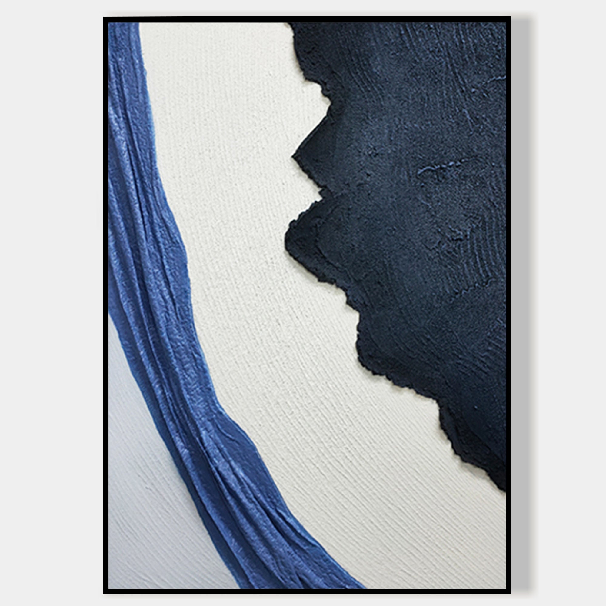 Navy Blue Texture Modern Abstract Oil Painting