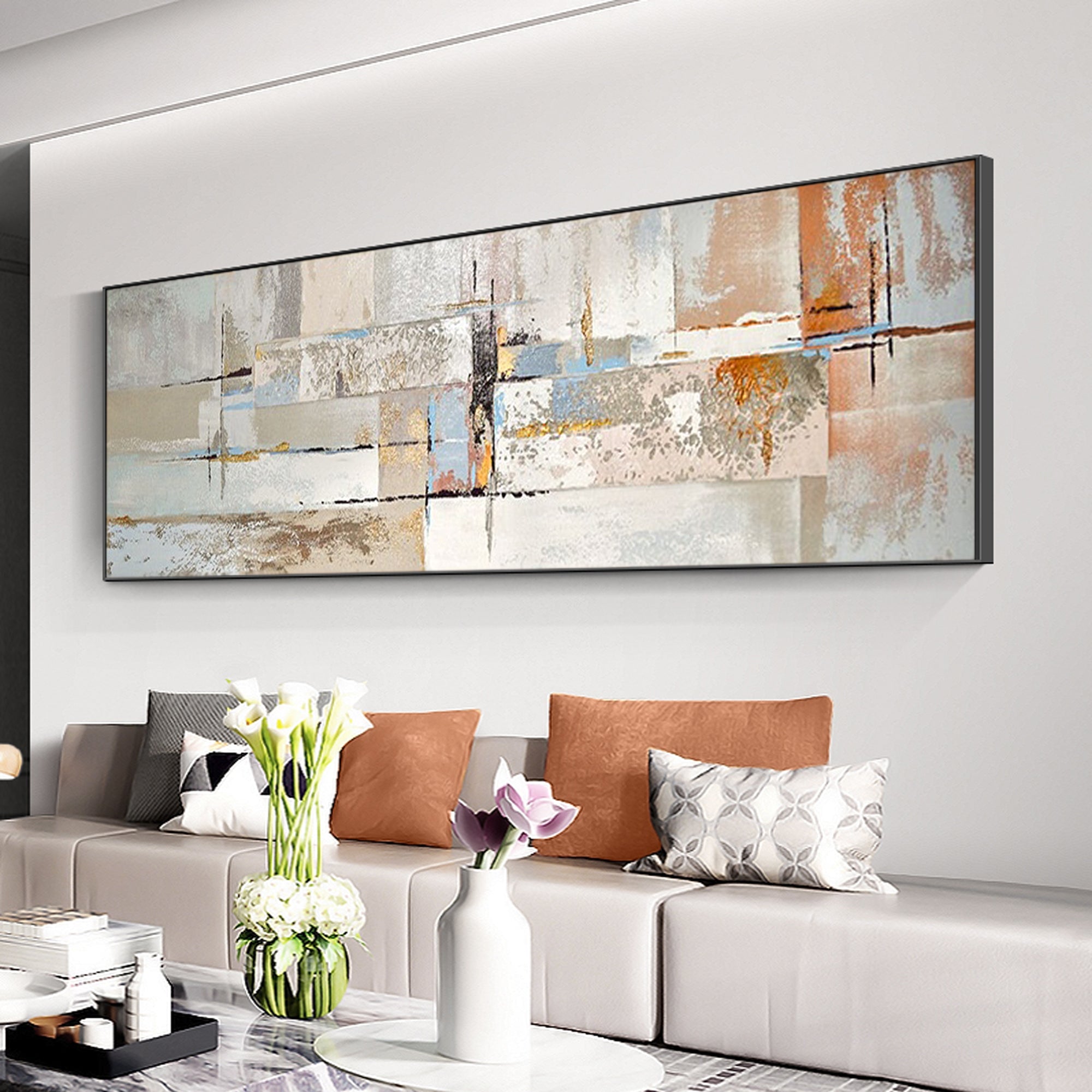 Modern Abstract Oil Painting Long Horizontal Art