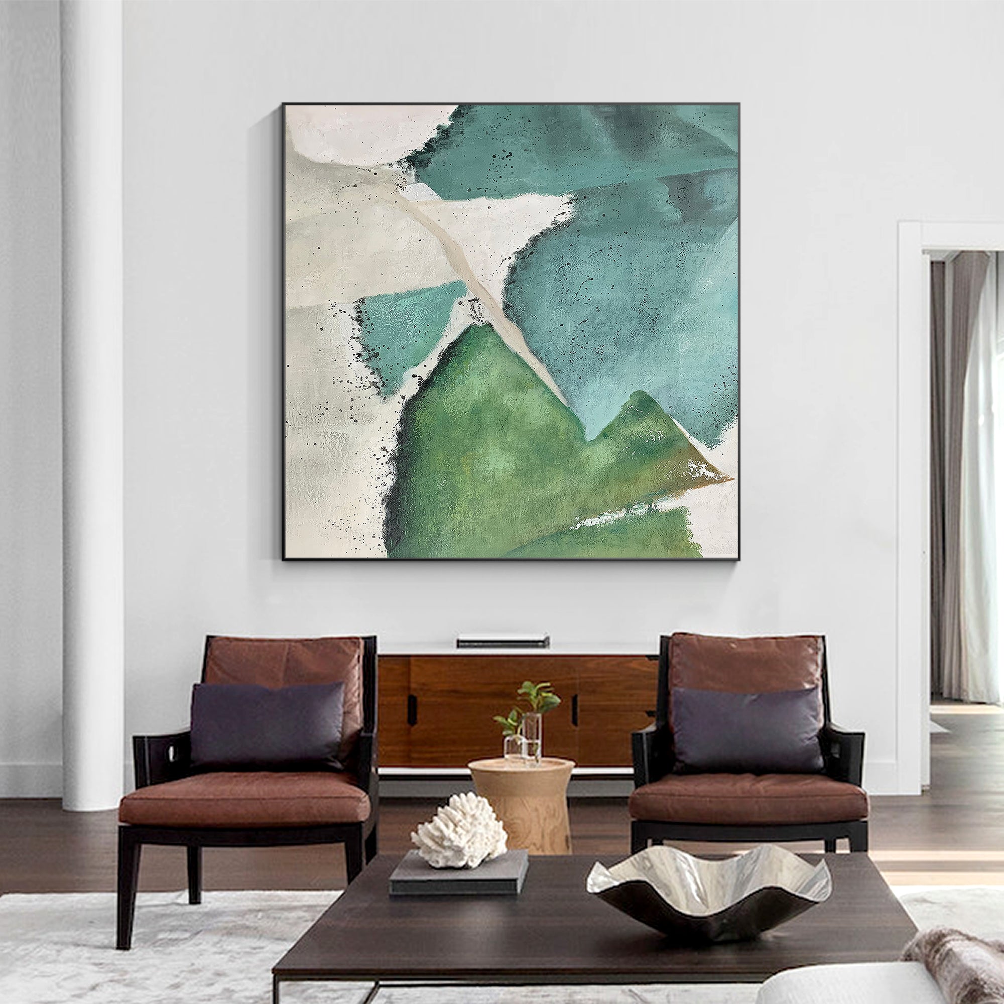 Modern Abstract Oil Painting Nice Sage Green Art