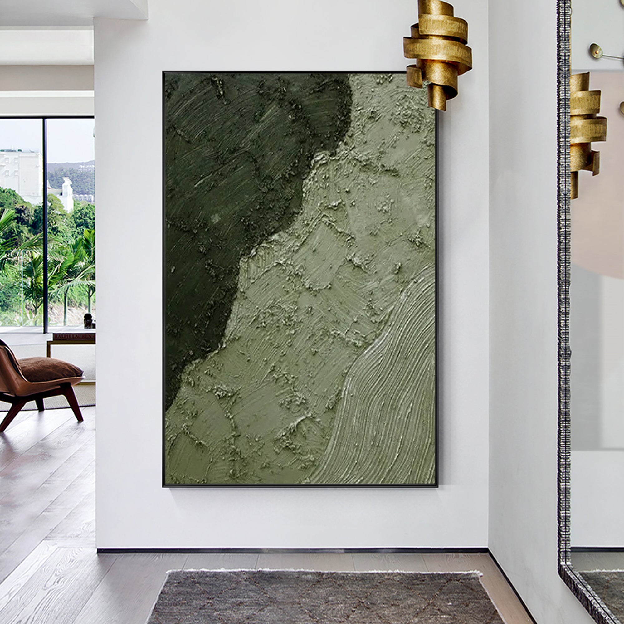 Green Minimalist Texture Abstract Oil Painting