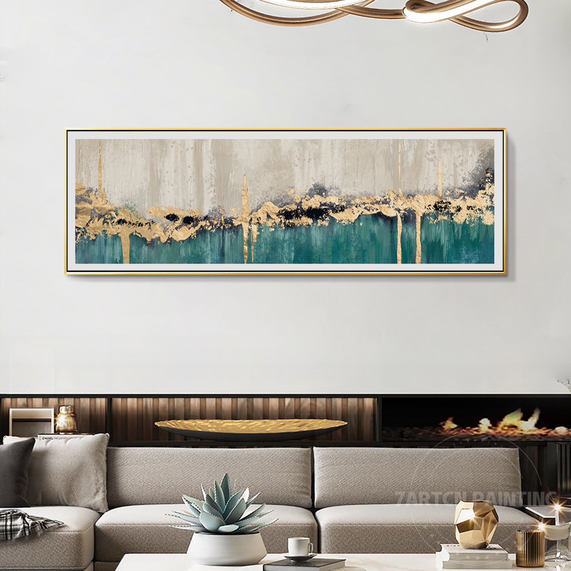 Modern Abstract Oil Painting Long Horizontal Art