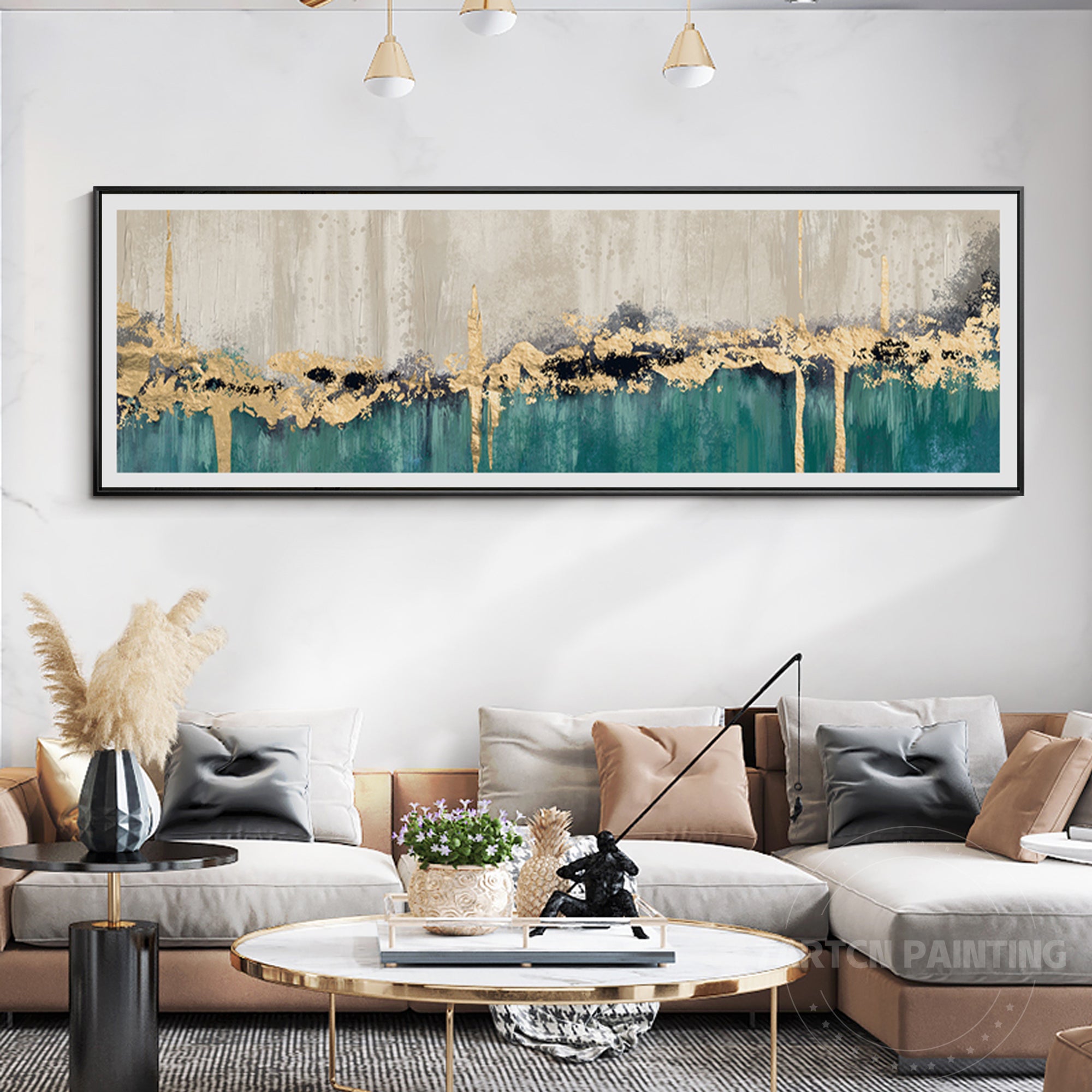 Modern Abstract Oil Painting Long Horizontal Art