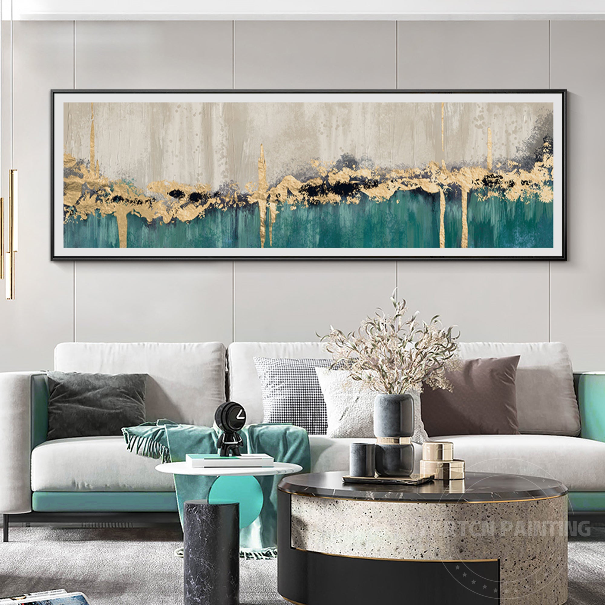 Modern Abstract Oil Painting Long Horizontal Art