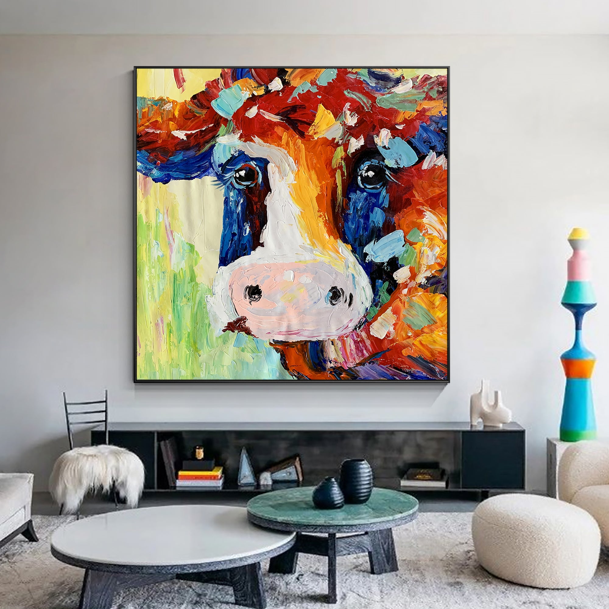 Colorful Cute Cow Painting/cow painting