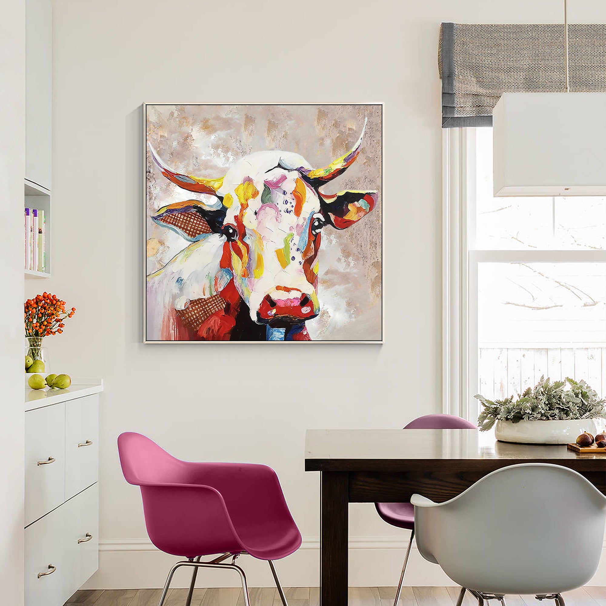 Colorful Cow Oil Painting