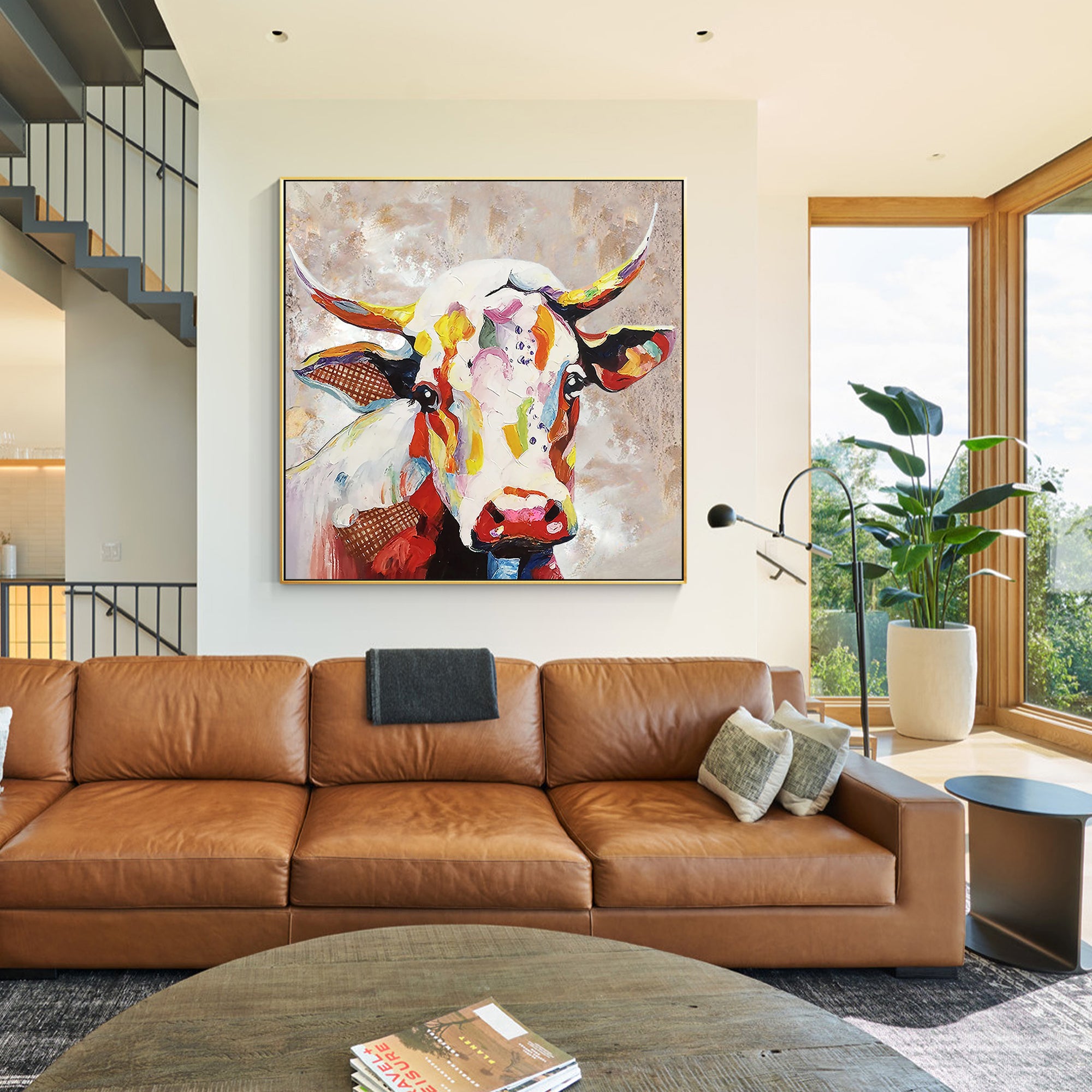 Colorful Cow Oil Painting