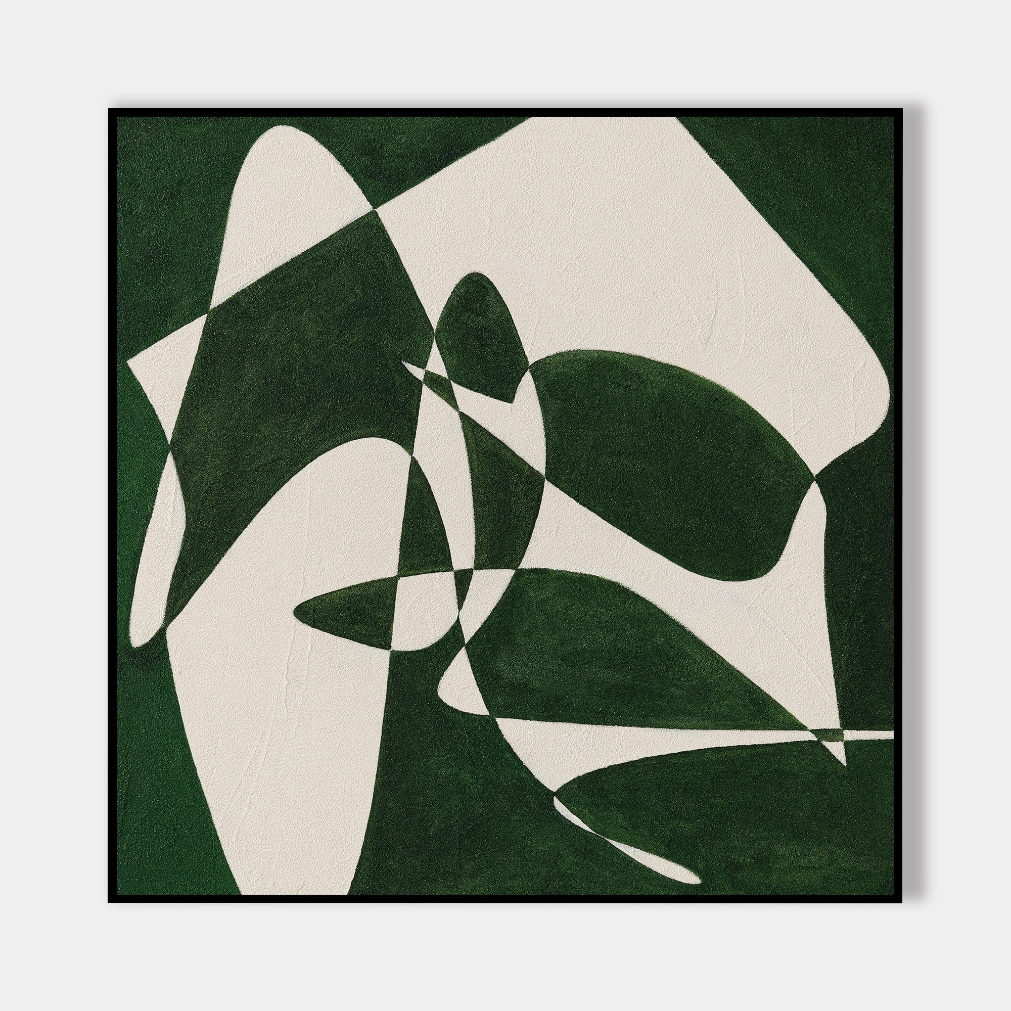 Hunter Green Abstract Geometric Oil Painting