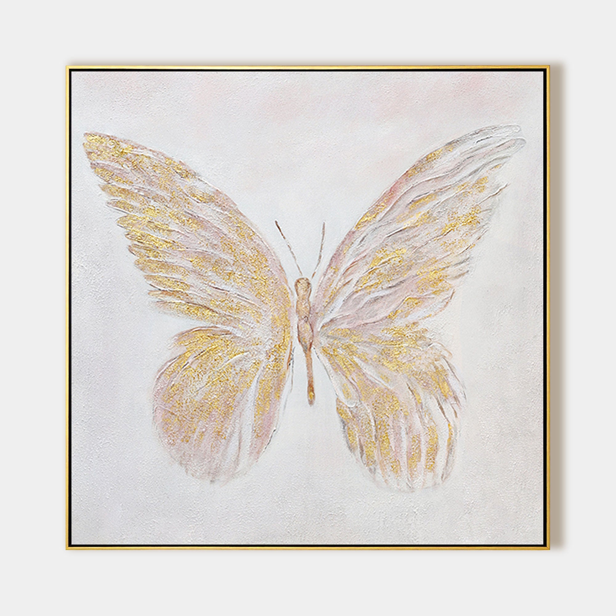 Modern Minimalist Golden Butterfly Oil Painting