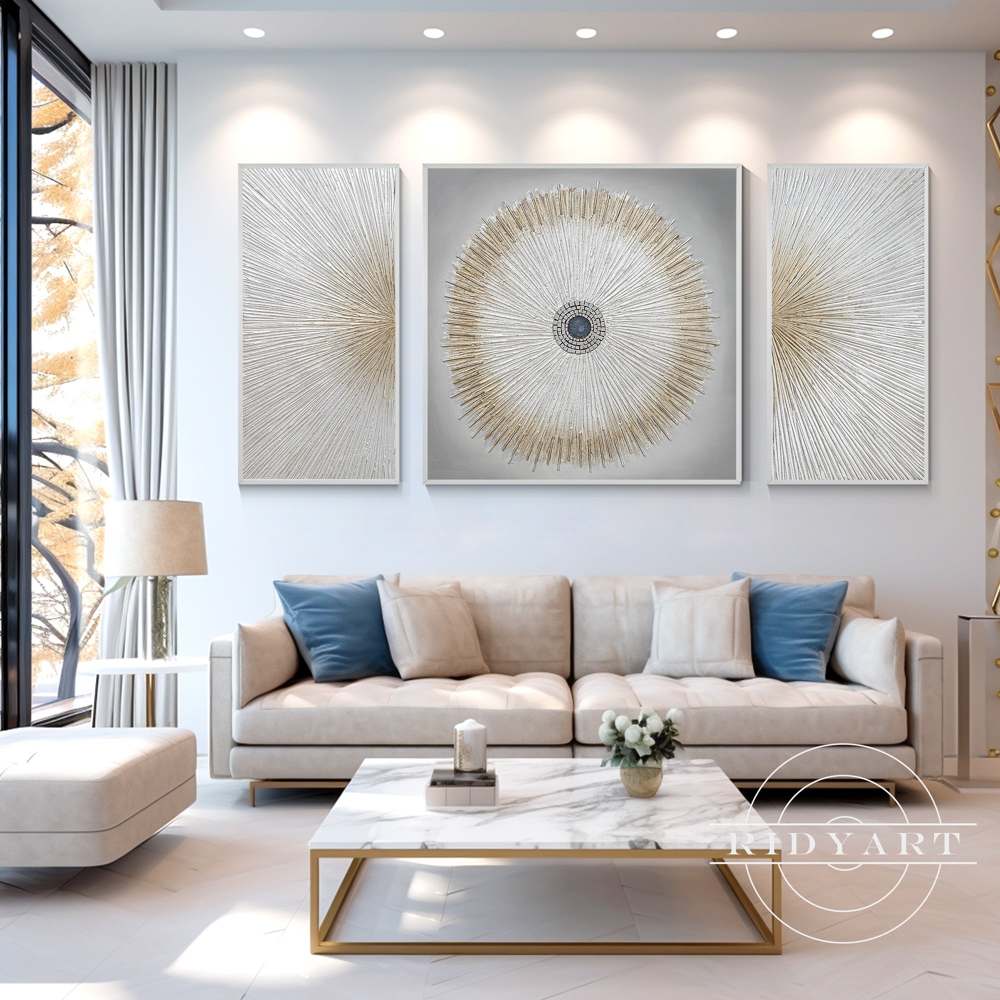 Modern gray and white abstract wall art