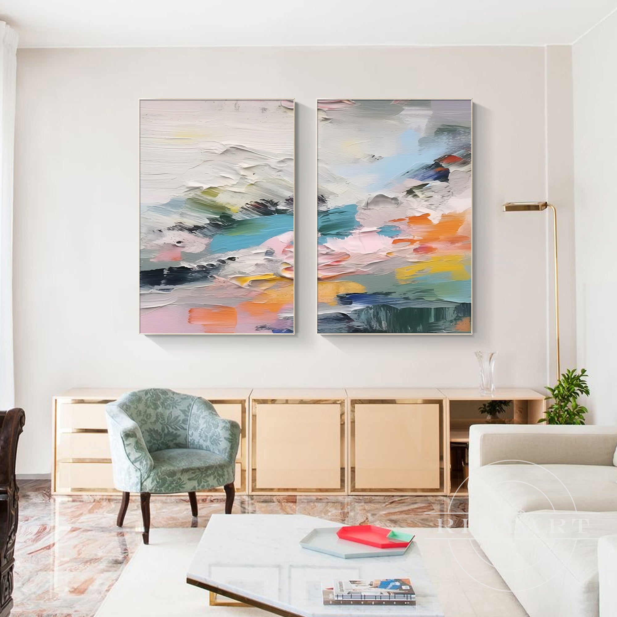 Pastel abstract art with texture – modern wall decor