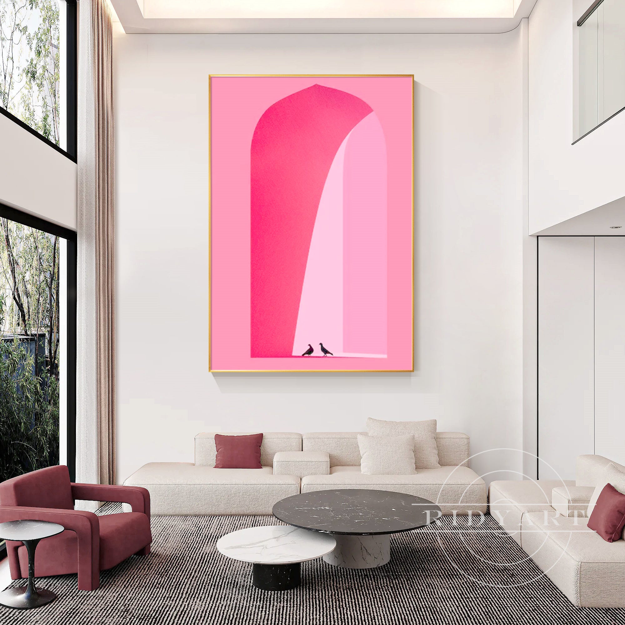 Modern Pink Archway Painting for Home Decor