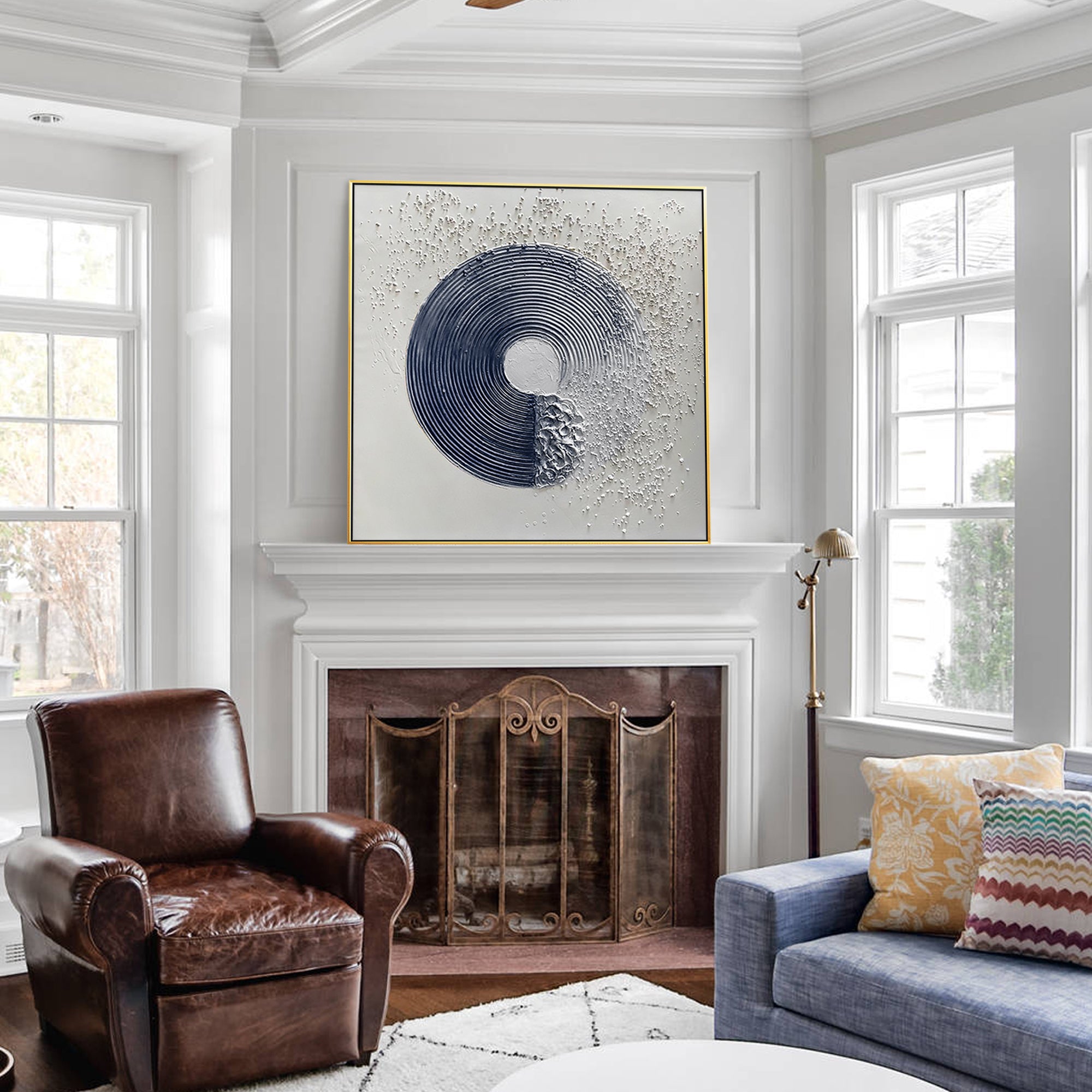 Navy Art Textured Abstract Painting