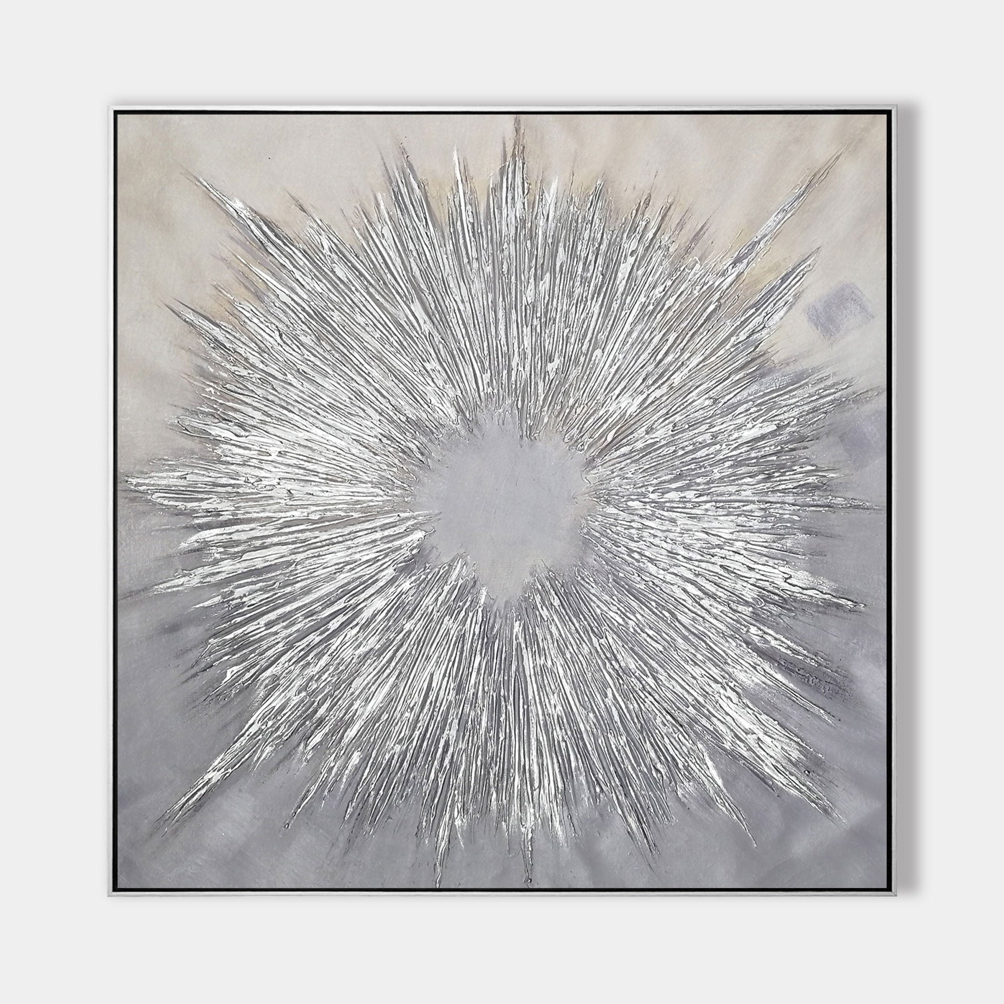 Abstract Hand-painted "Silver Light" 3D texture Oil Painting