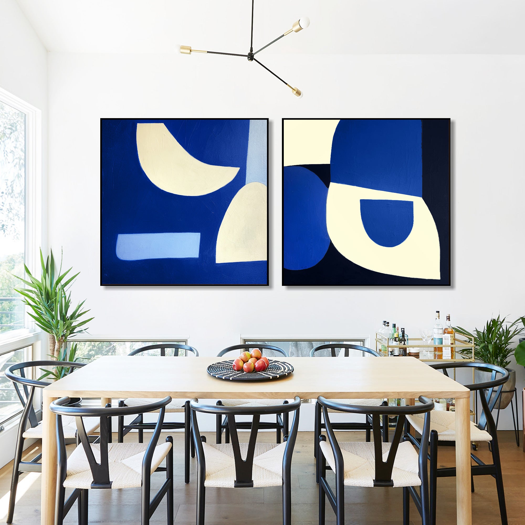 Navy Blue geometric abstract painting