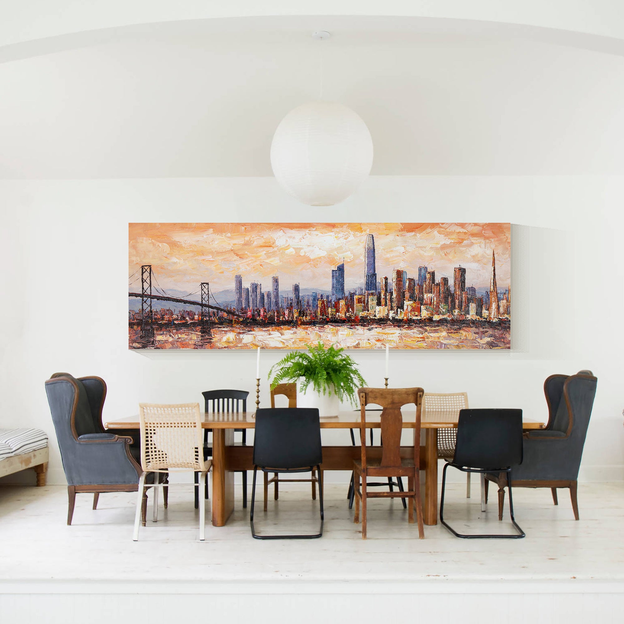 Original san francisco Skyline oil painting