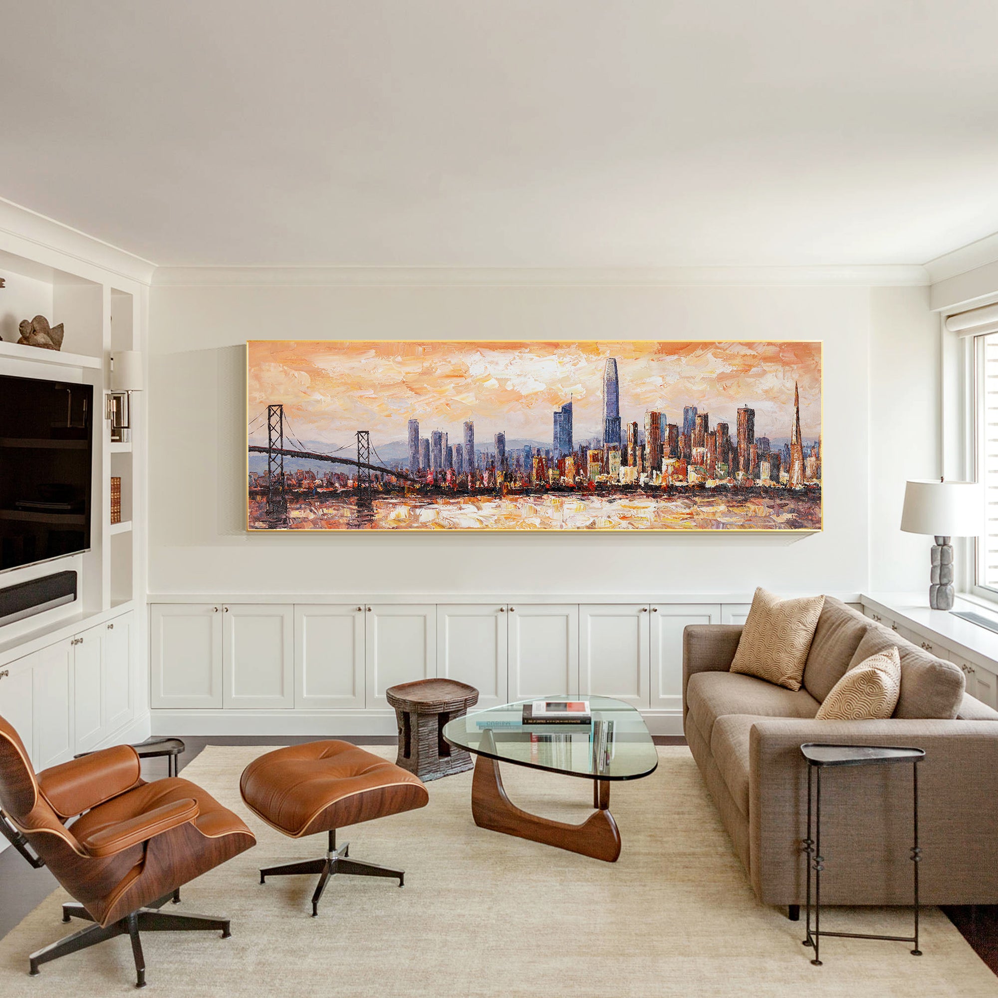 Original san francisco Skyline oil painting