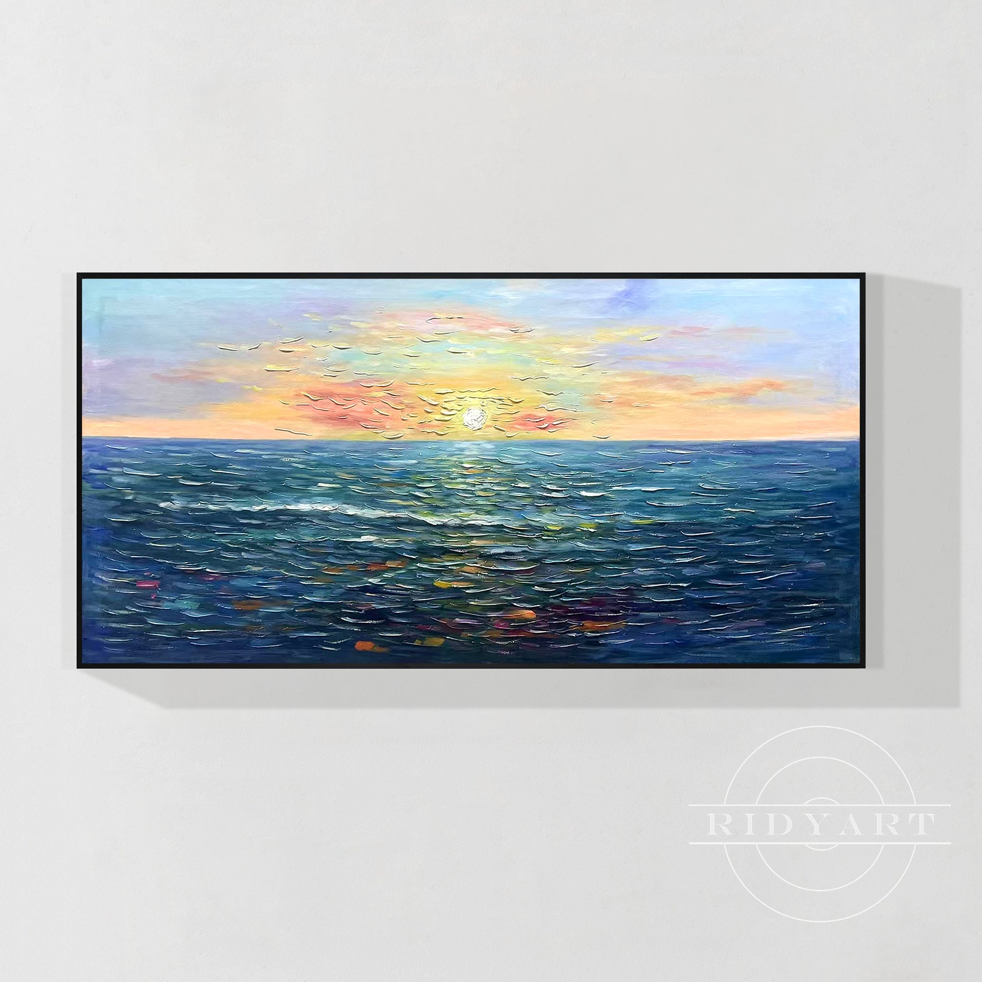 Wandkunst „Gold Mountain“ in Marineblau