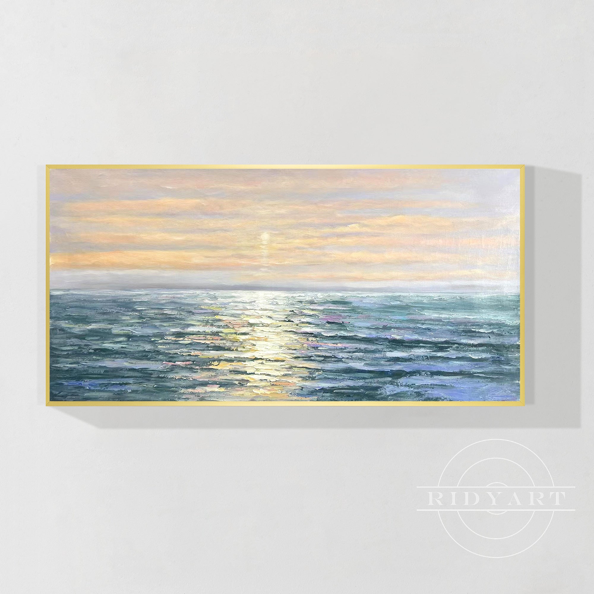 Wandkunst „Gold Mountain“ in Marineblau