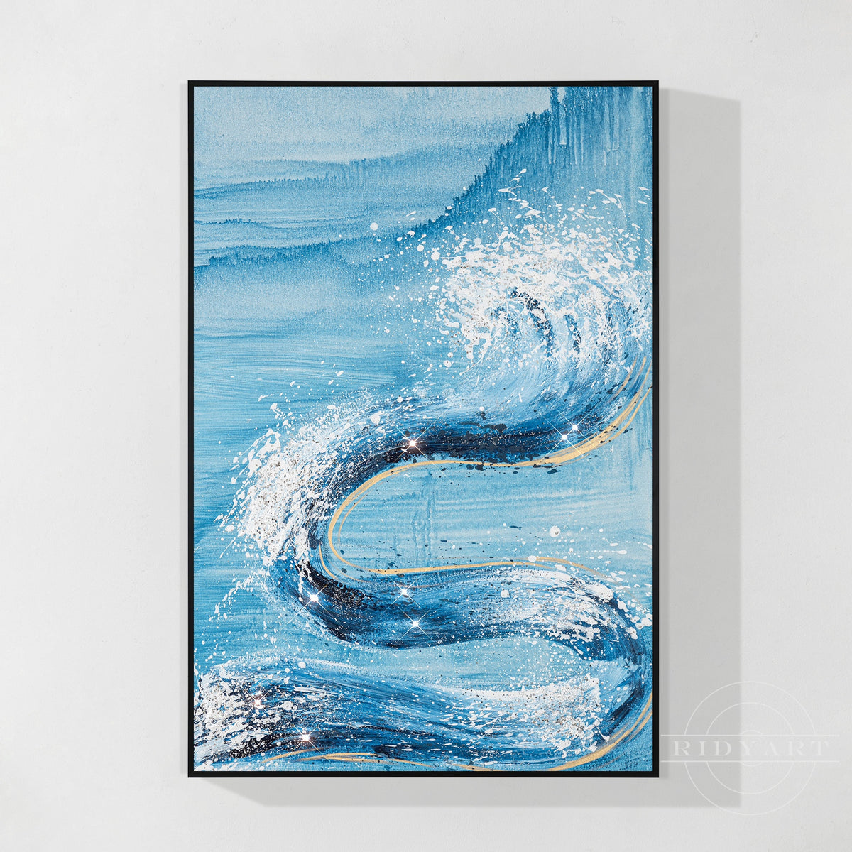 Sky Blue White Abstract Ocean Waves T...