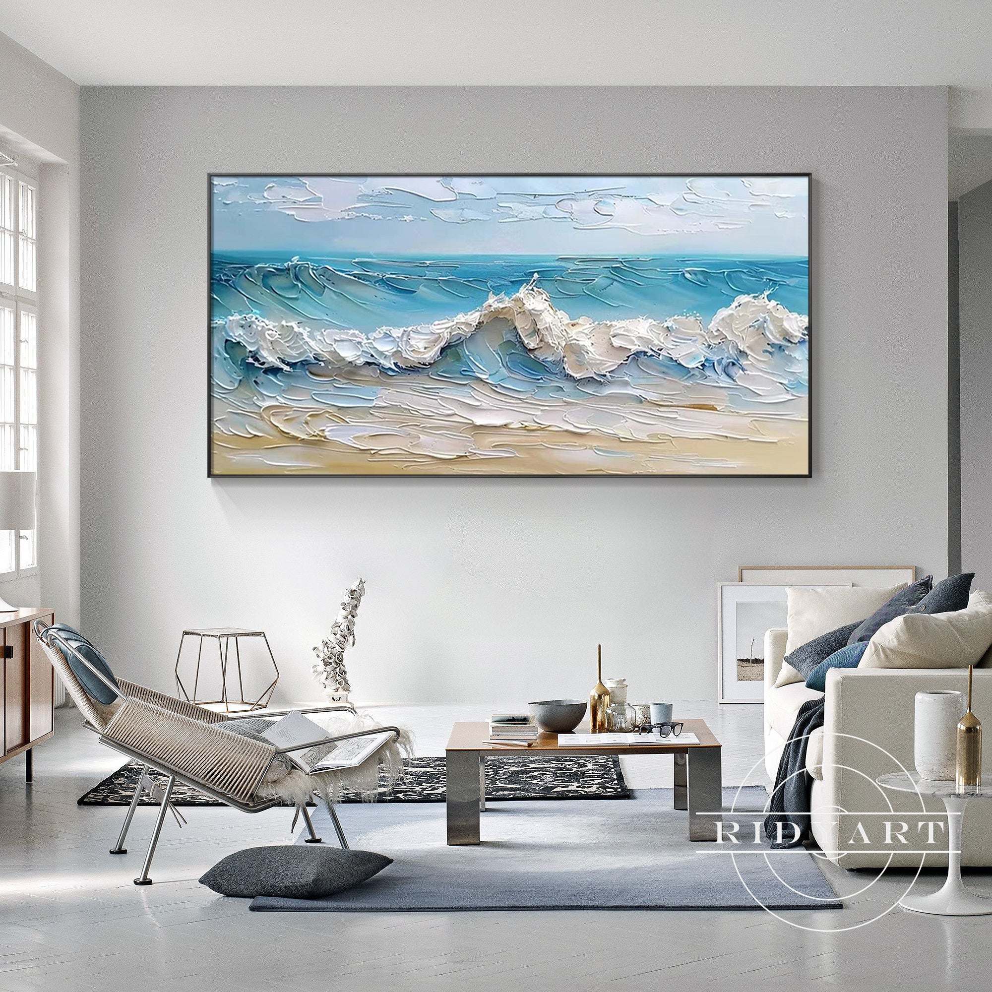 Wandkunst „Gold Mountain“ in Marineblau