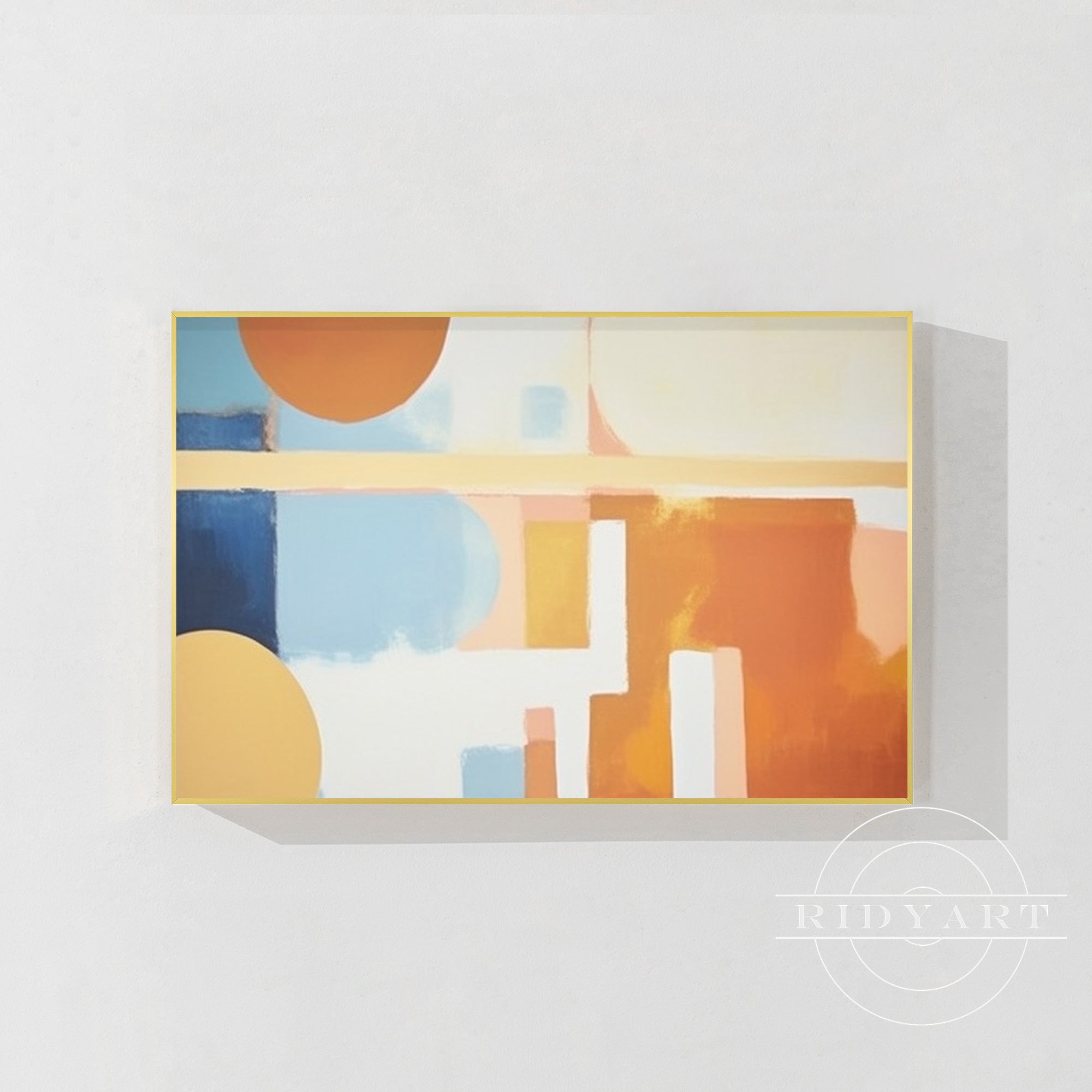 Orange Geometric Abstract Color Block Painting Wall Art