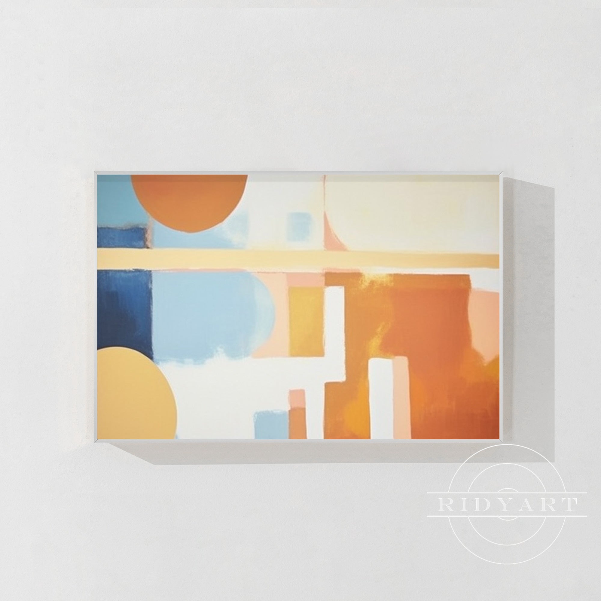 Orange Geometric Abstract Color Block Painting Wall Art