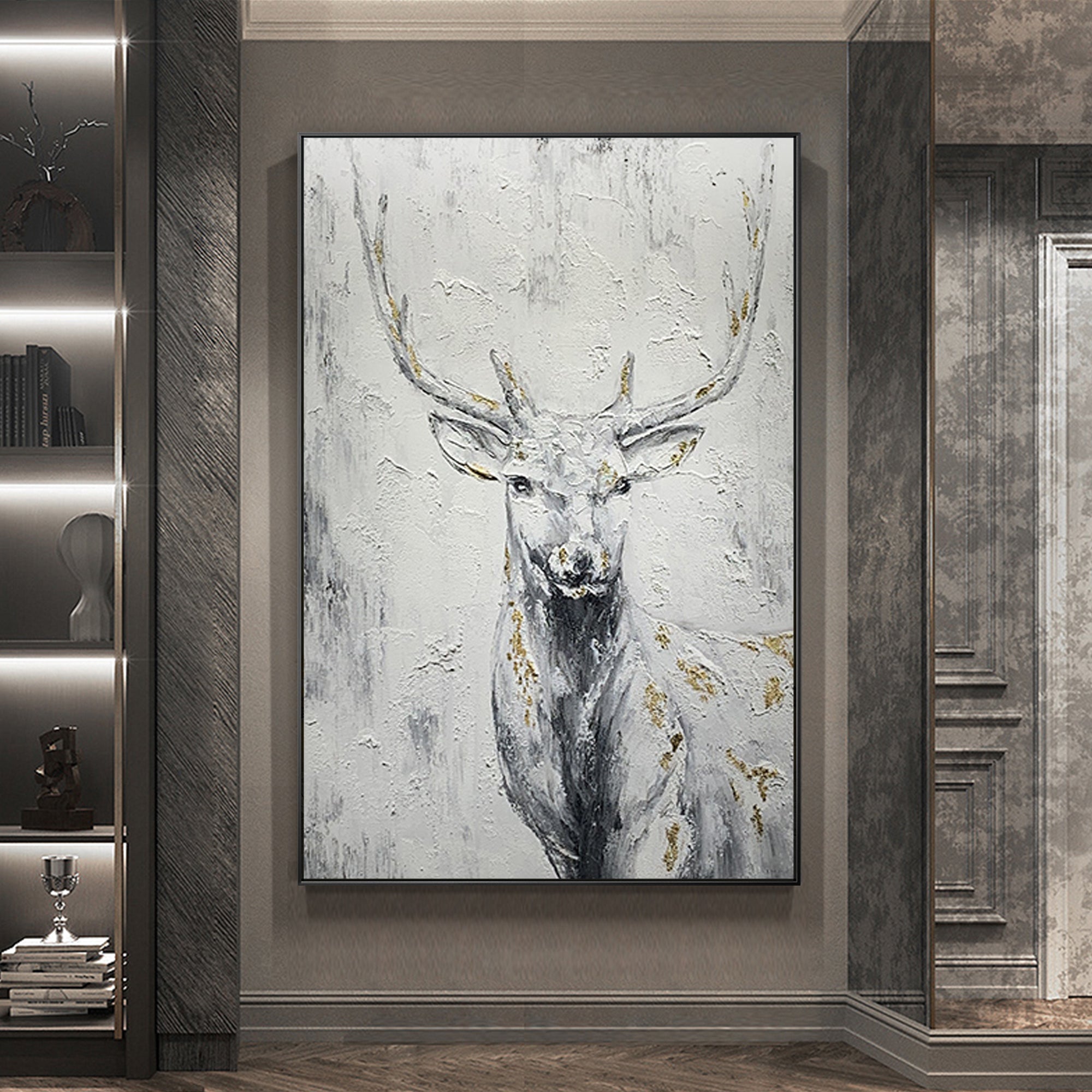 Original and Hand-painted Stag Canvas Wall Art