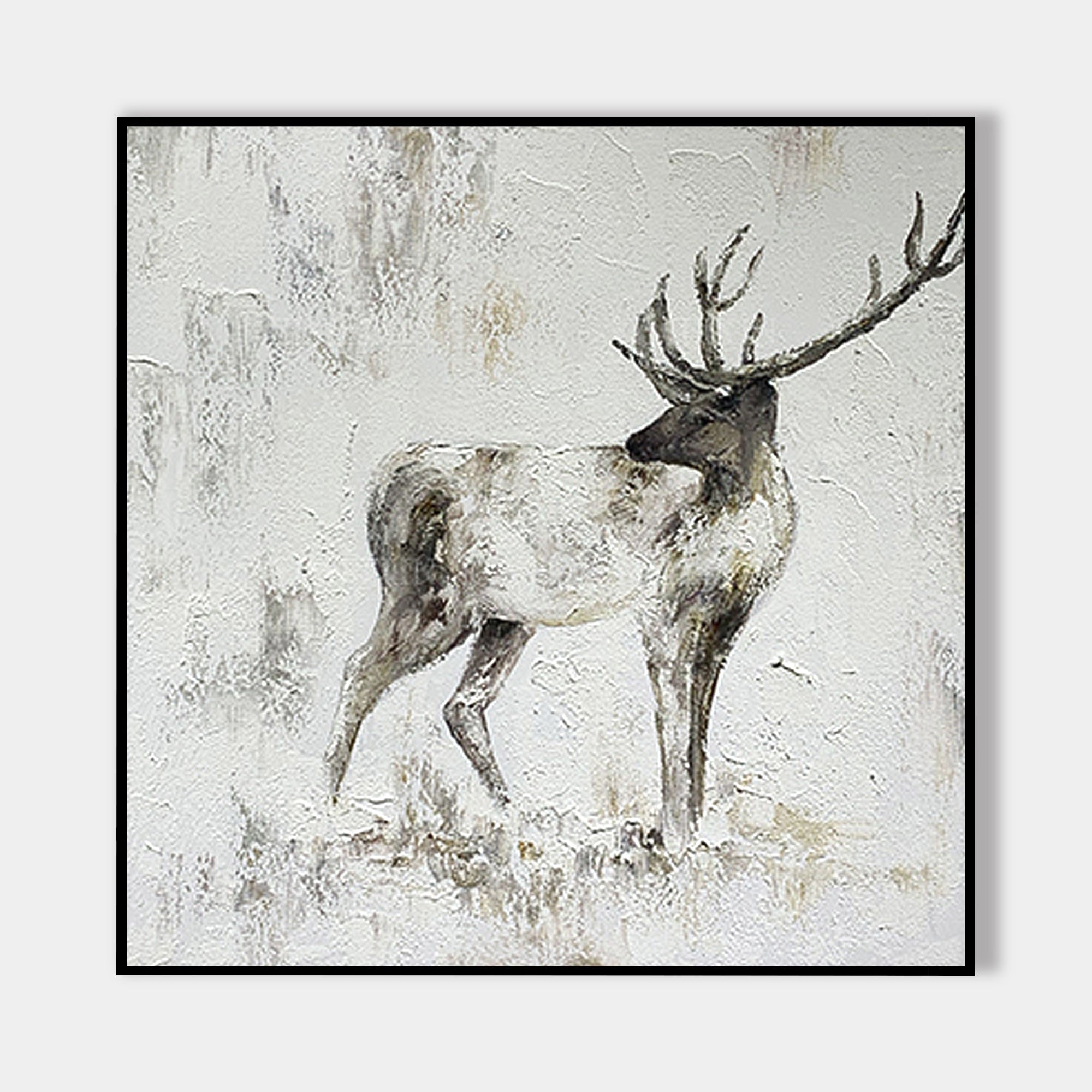 Original and Hand-painted Stag Canvas Wall Art, Modern Animal Painting