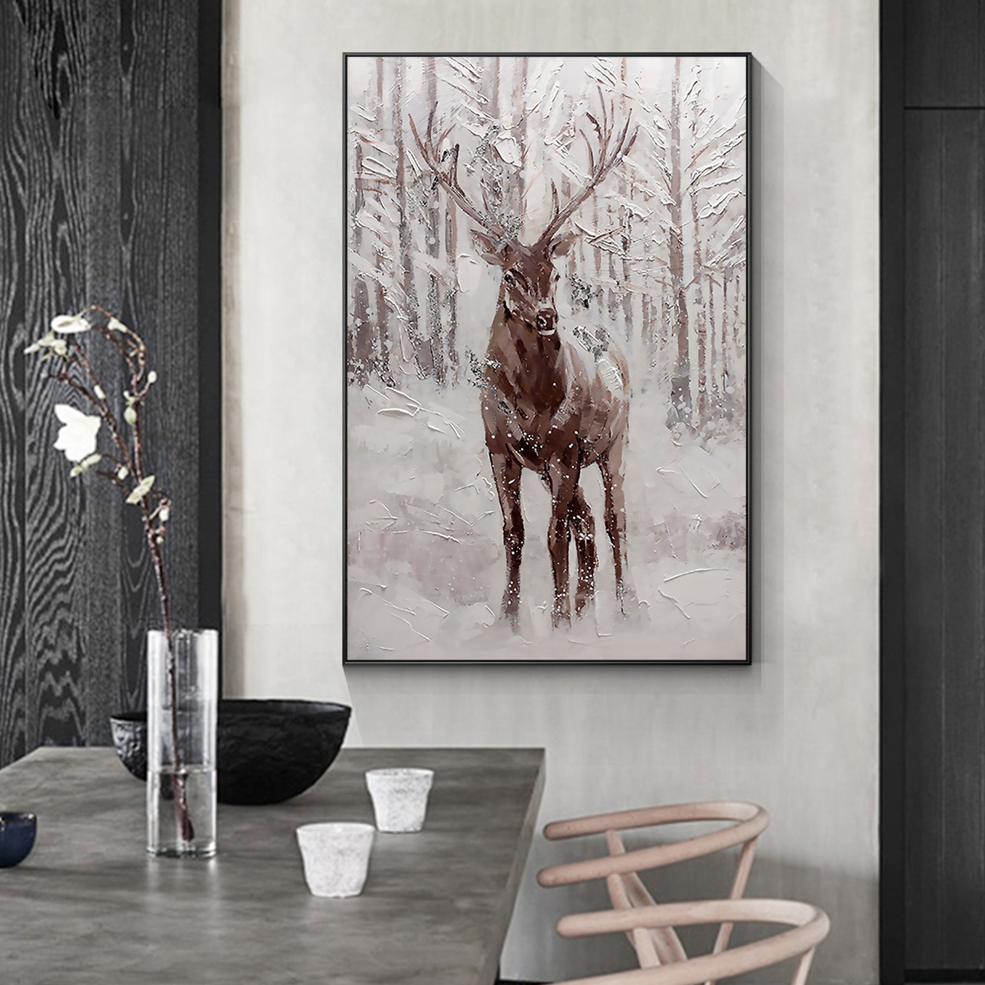 Original and Hand-painted Stag Canvas Wall Art