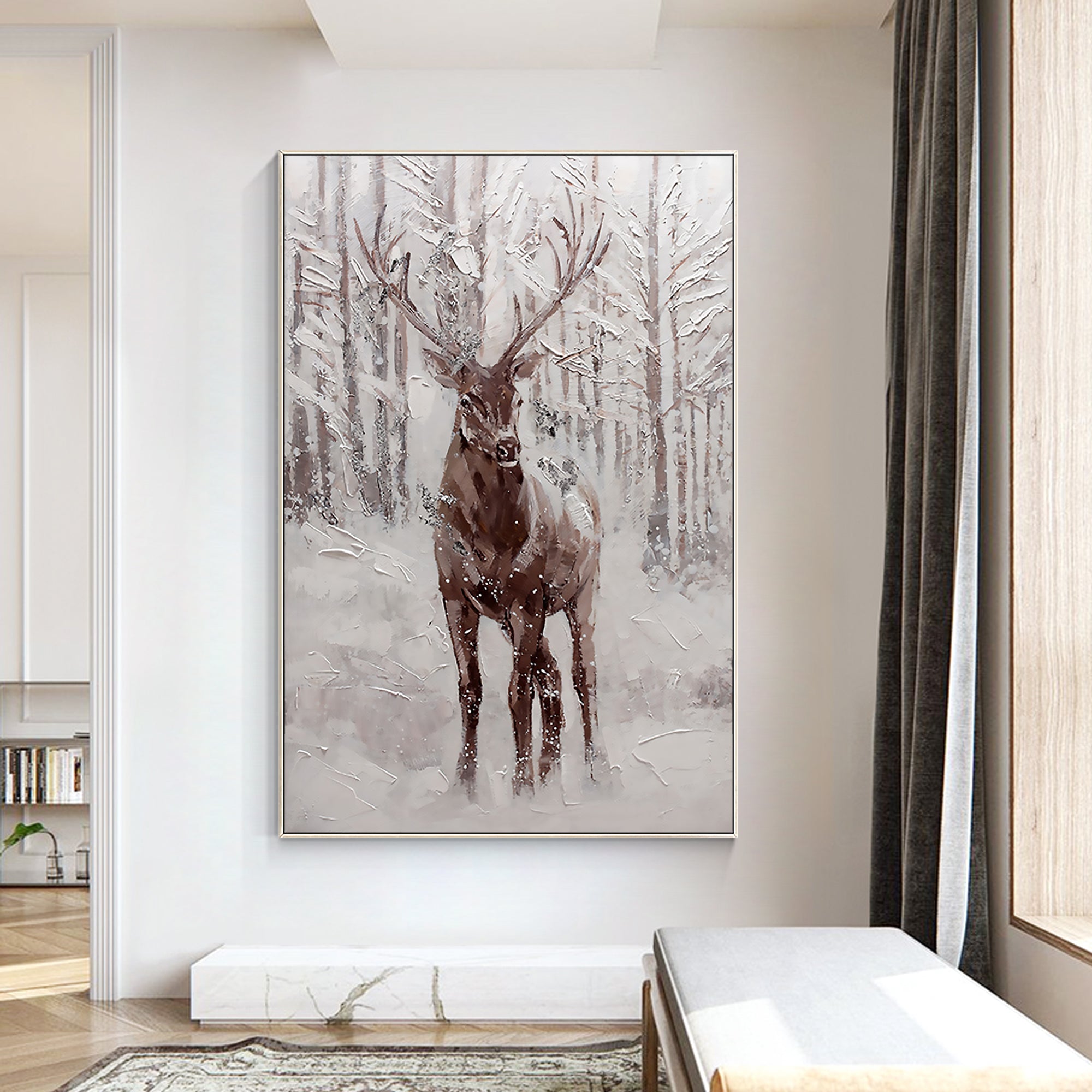 Original and Hand-painted Stag Canvas Wall Art