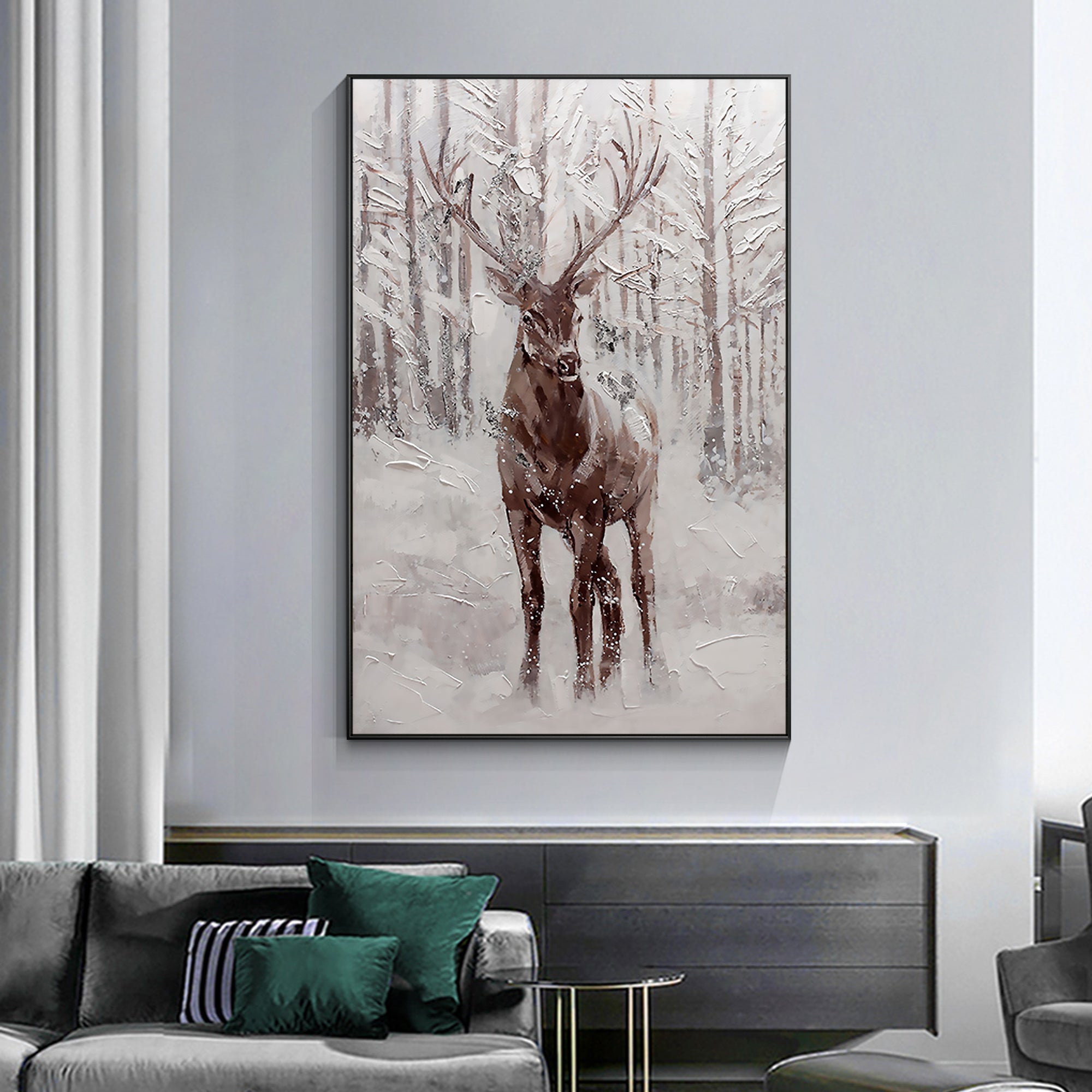 Original and Hand-painted Stag Canvas Wall Art