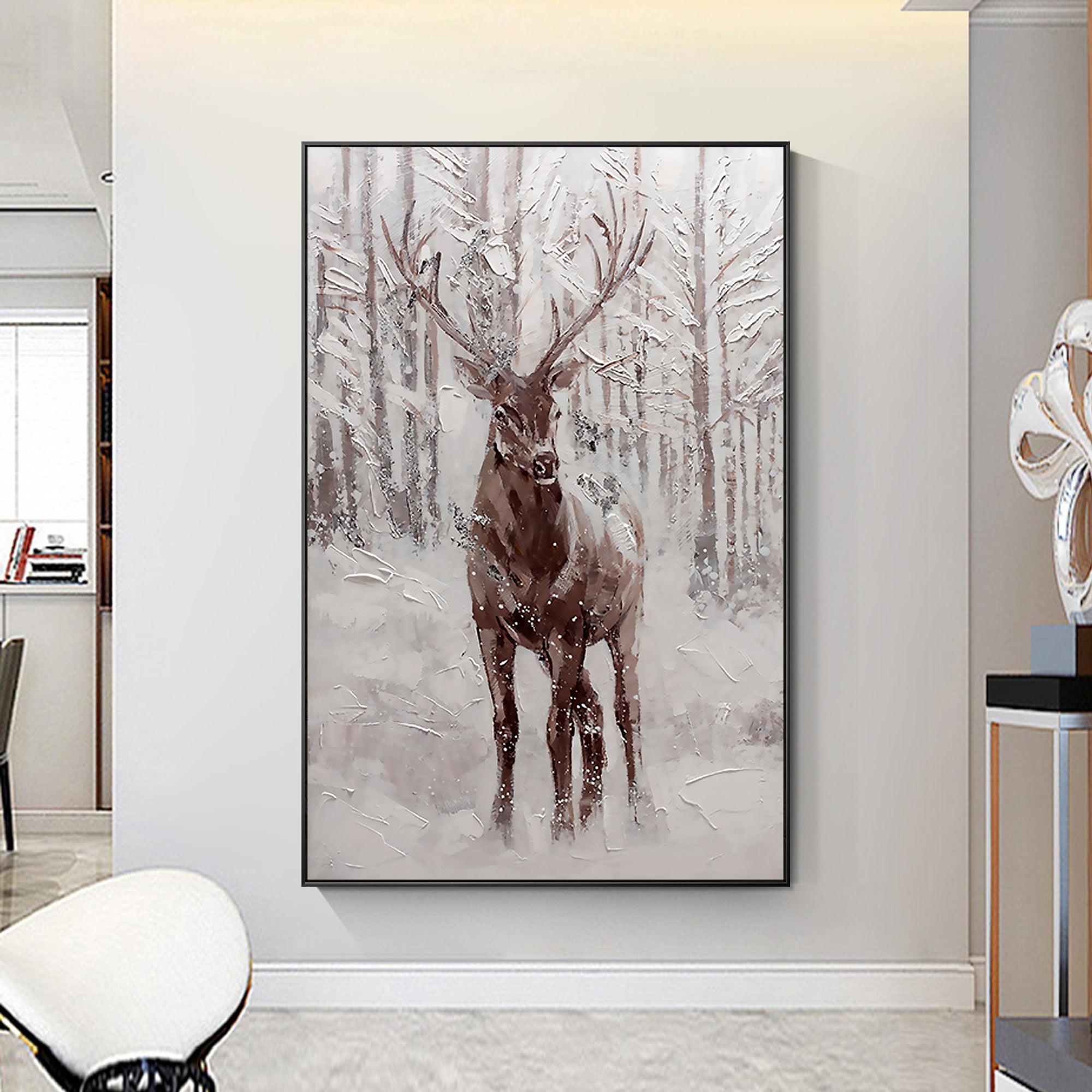 Original and Hand-painted Stag Canvas Wall Art