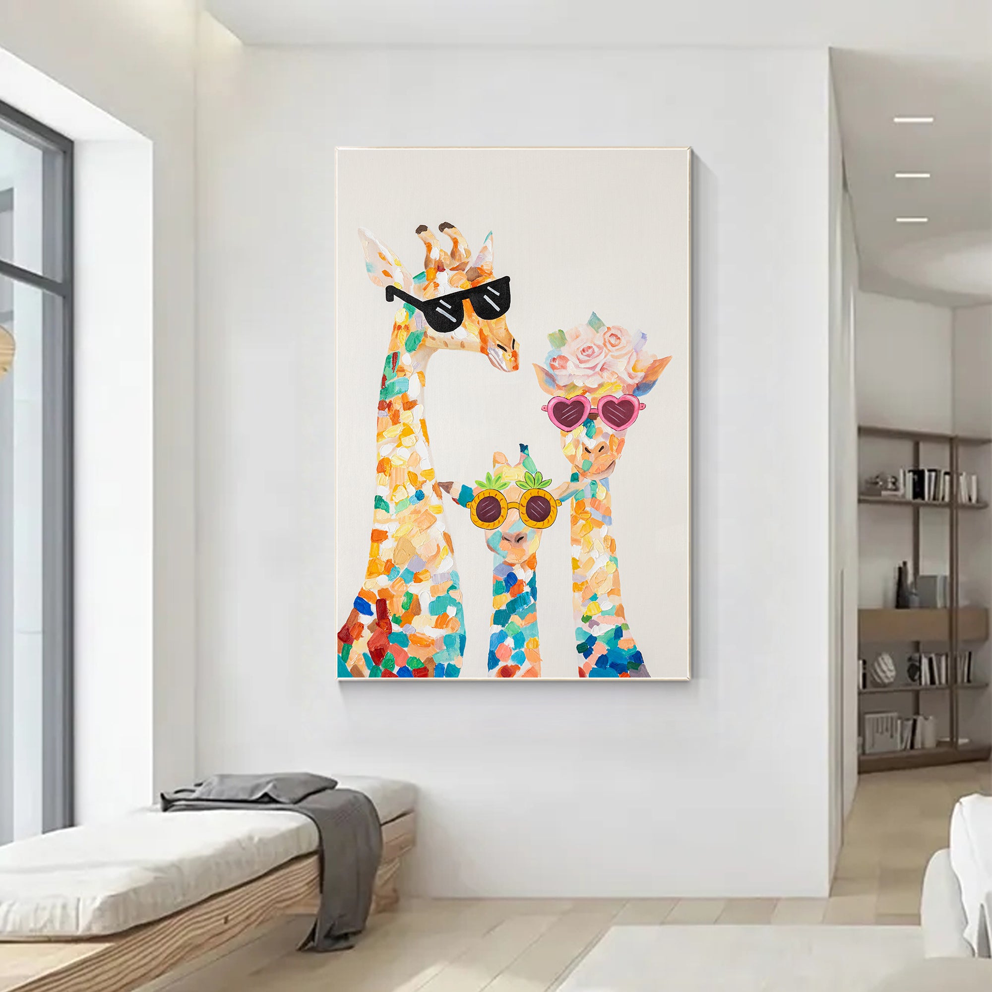 Original large giraffe family painting