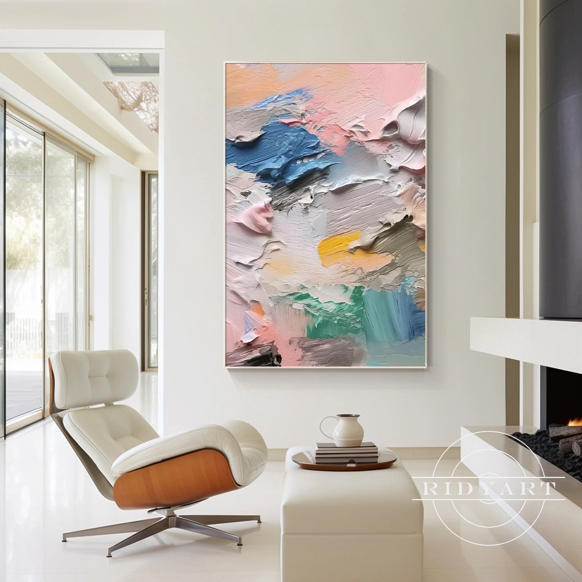 Elegant pastel abstract wall art on canvas for modern interiors