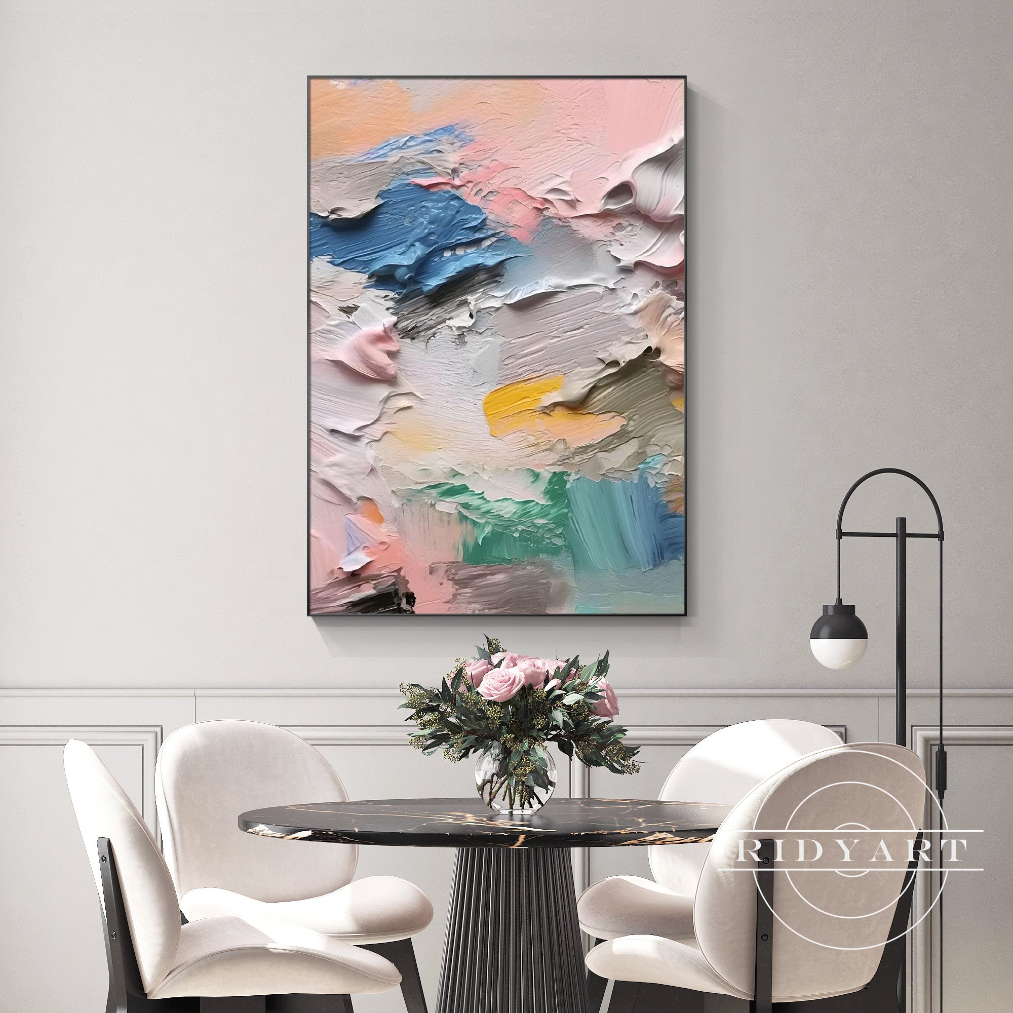 Elegant pastel abstract wall art on canvas for modern interiors