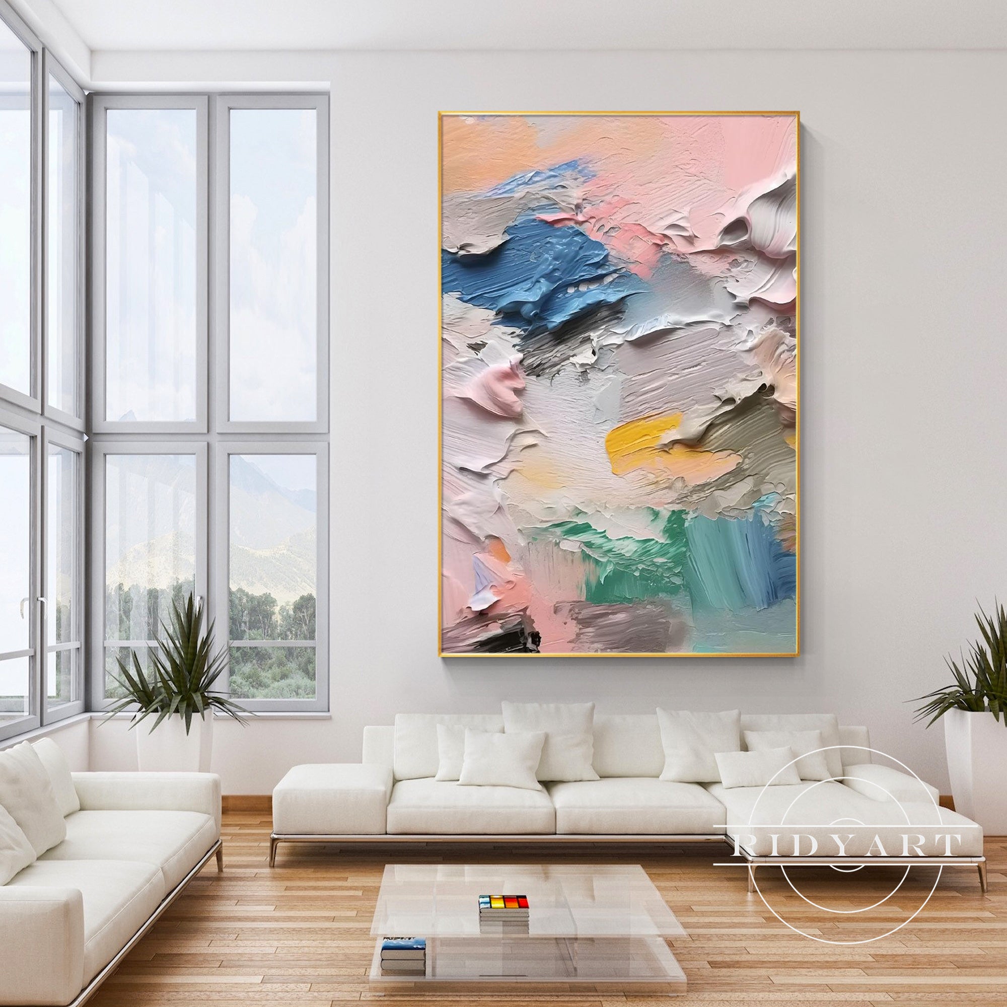 Elegant pastel abstract wall art on canvas for modern interiors