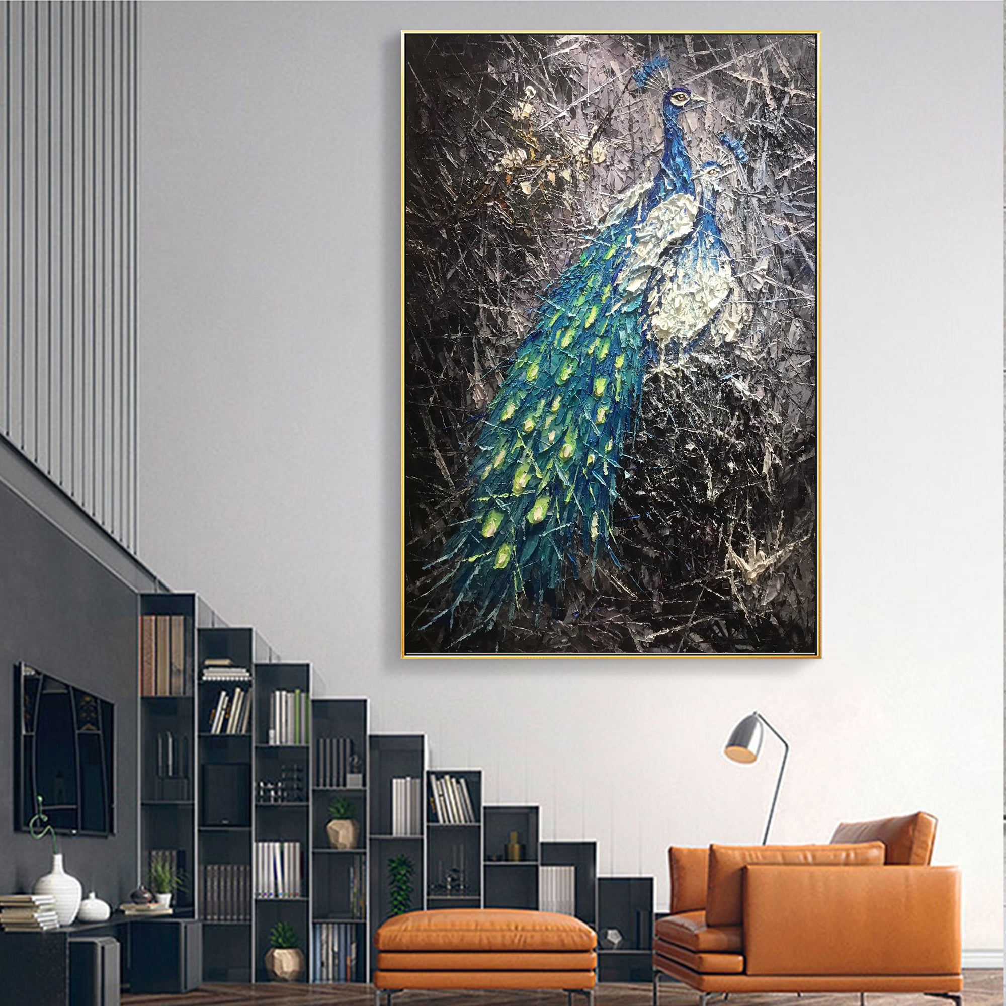 Peacock art oil painting